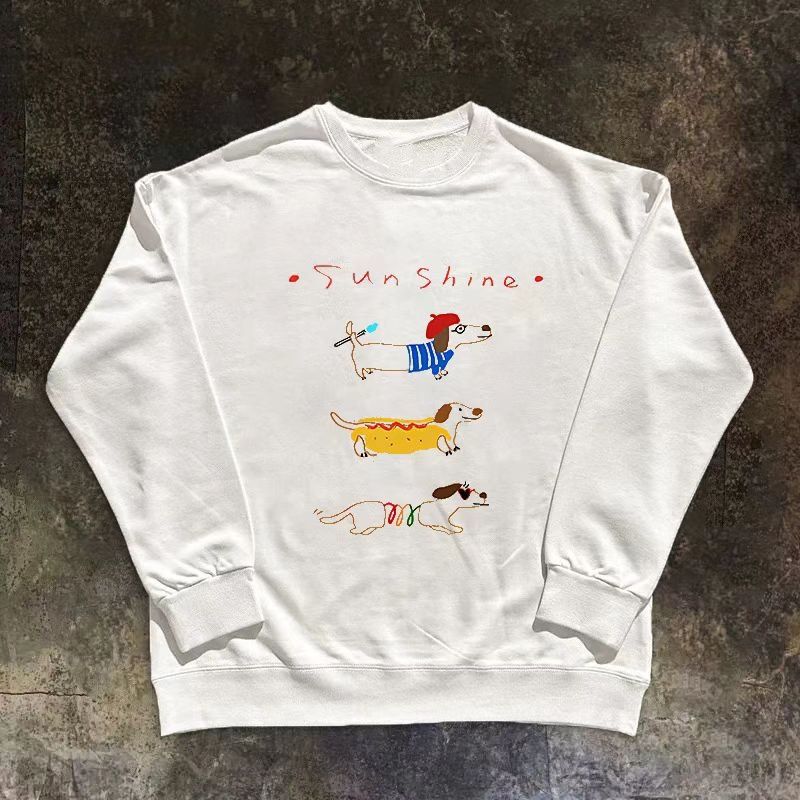 Vintage White washed vintage dachshund print sweatshirt y2k Size US M / EU 48-50 / 2 - 1 Thumbnail