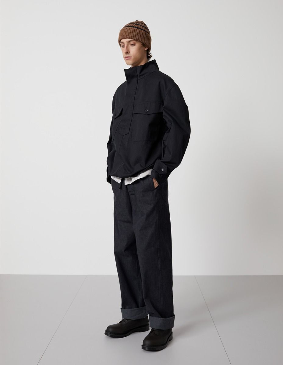 image of Mhl Margaret Howell Heavy Cotton Drill Parachute Smock in Black, Men's (Size Large)