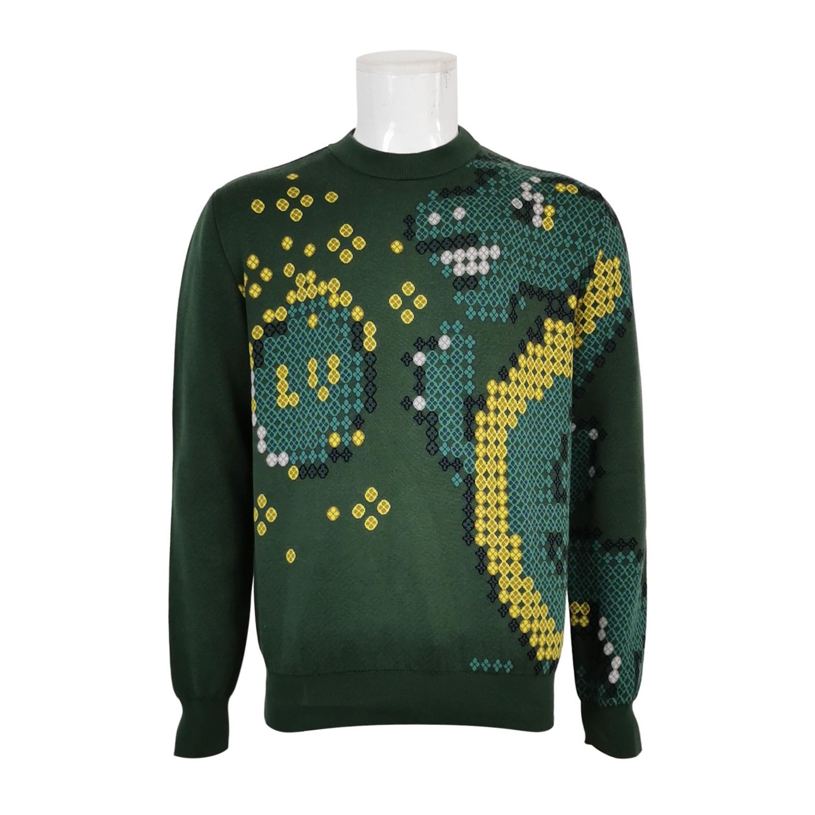 Louis Vuitton Green Patterned Crewneck Sweater Size US S / EU 44-46 / 1 - 1 Thumbnail