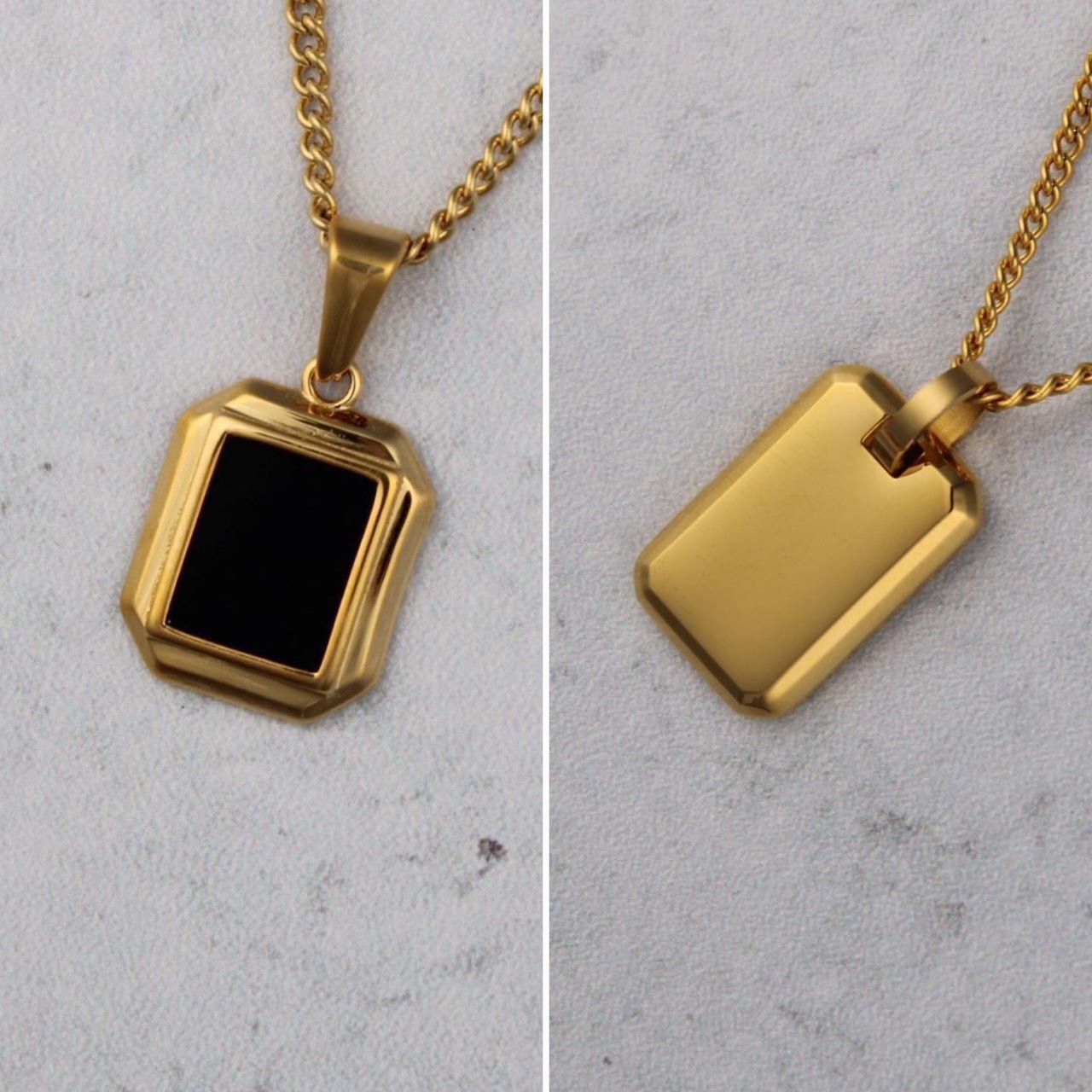 Jewelry Gold Pendant Necklace Set - Onyx / Tag Size ONE SIZE - 1 Thumbnail