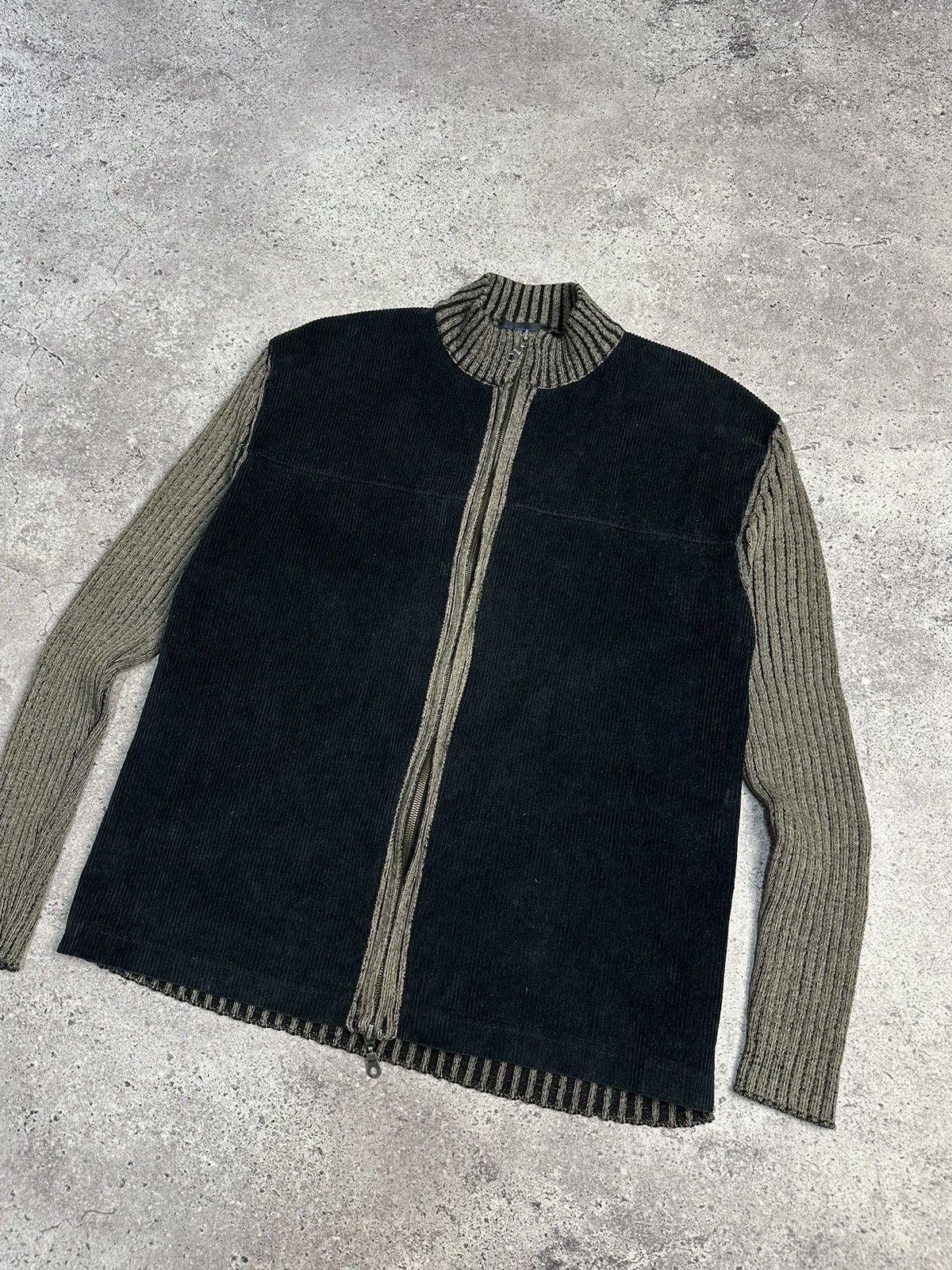 Japanese Brand × Vintage Vintage Avant Garde Ribbed Knitted Sweater Full Zip Striped Size US L / EU 52-54 / 3 - 4 Thumbnail