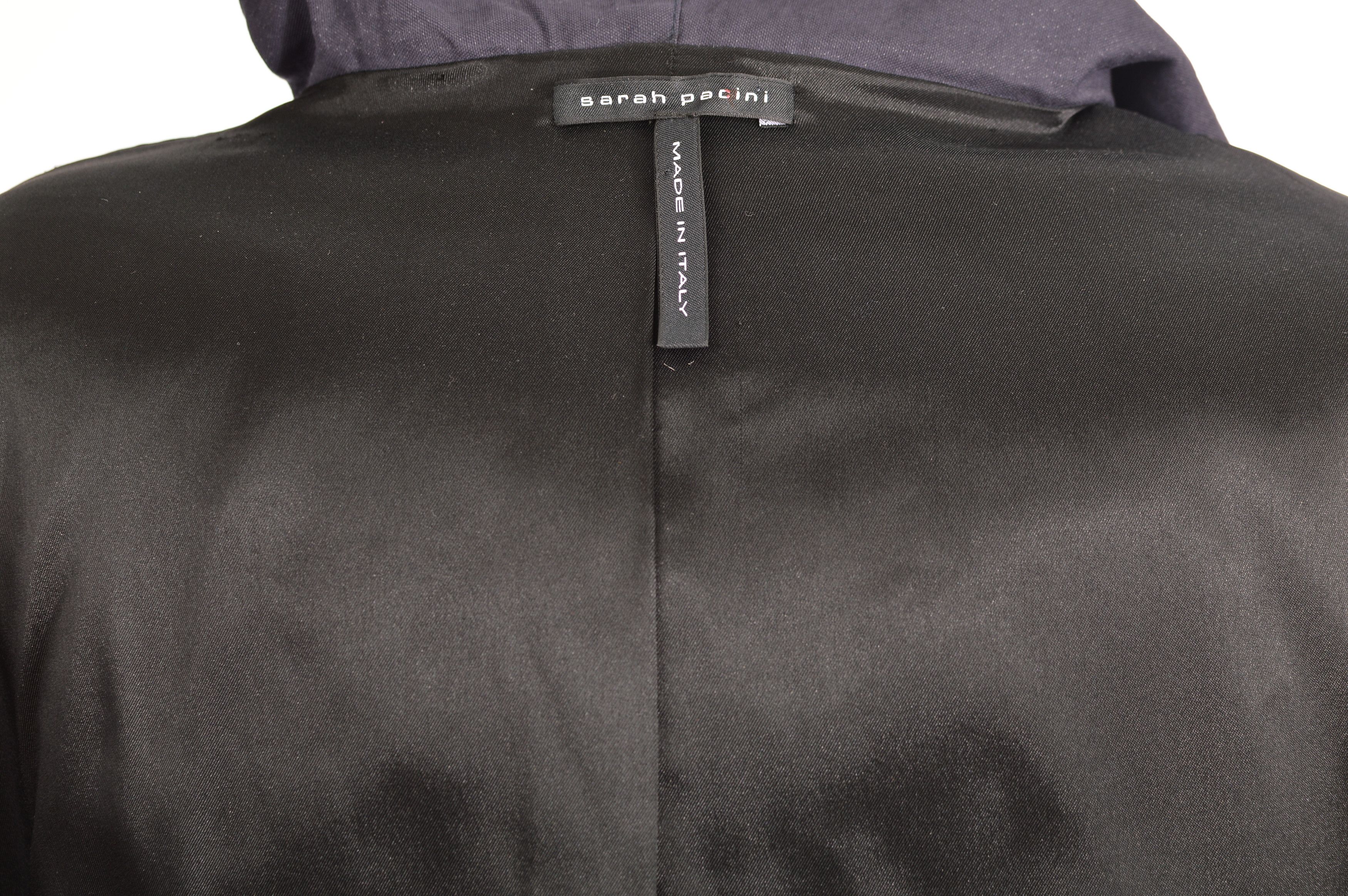 Sarah Pacini Sarah Pacini Dark Navy Cotton Blend Full-Zip Jacket Size M / US 6-8 / IT 42-44 - 6 Thumbnail