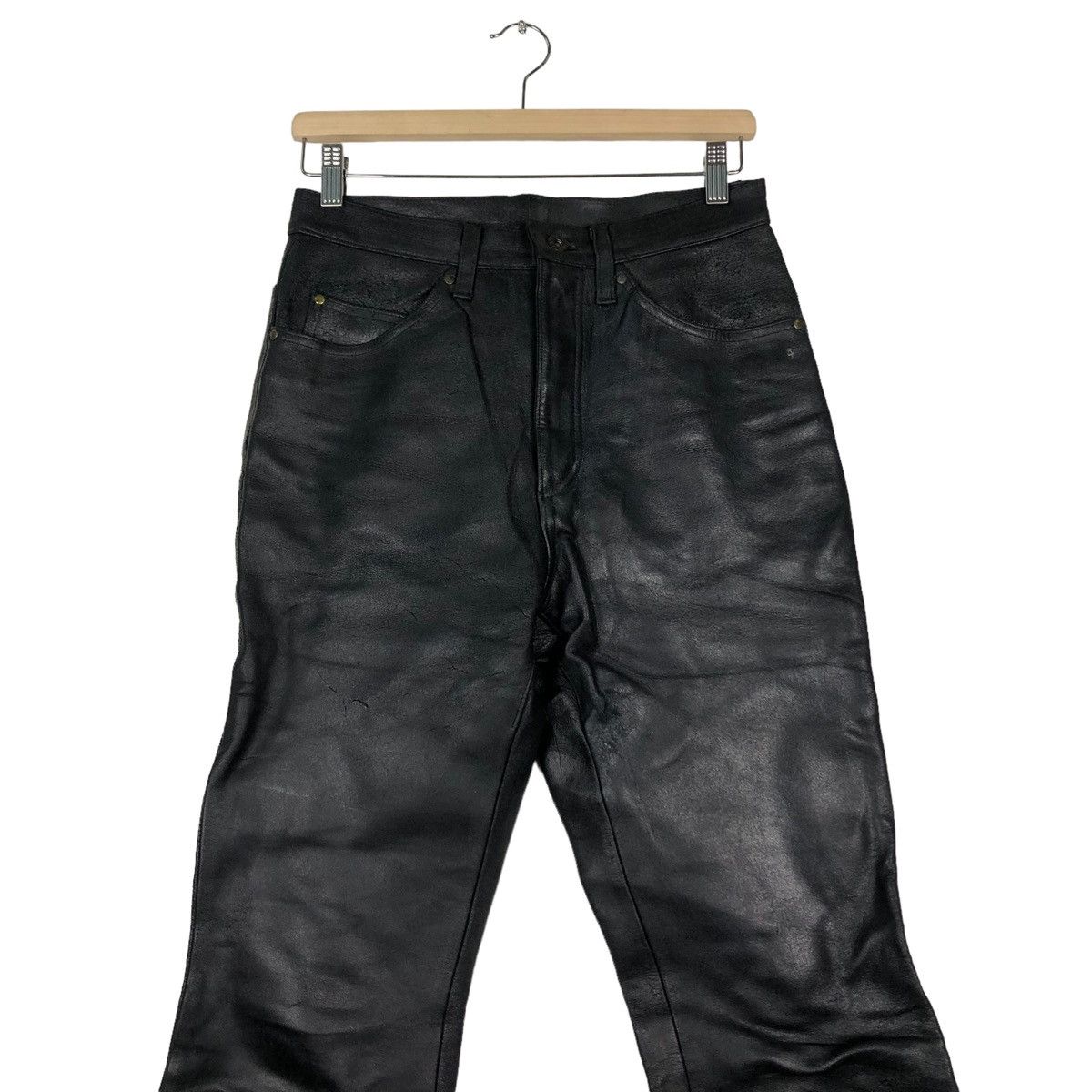 Harley Davidson 🔥VINTAGE LEATHER BIKER PANTS HARLEY DAVIDSON USA RACER Size US 28 / EU 44 - 4 Thumbnail