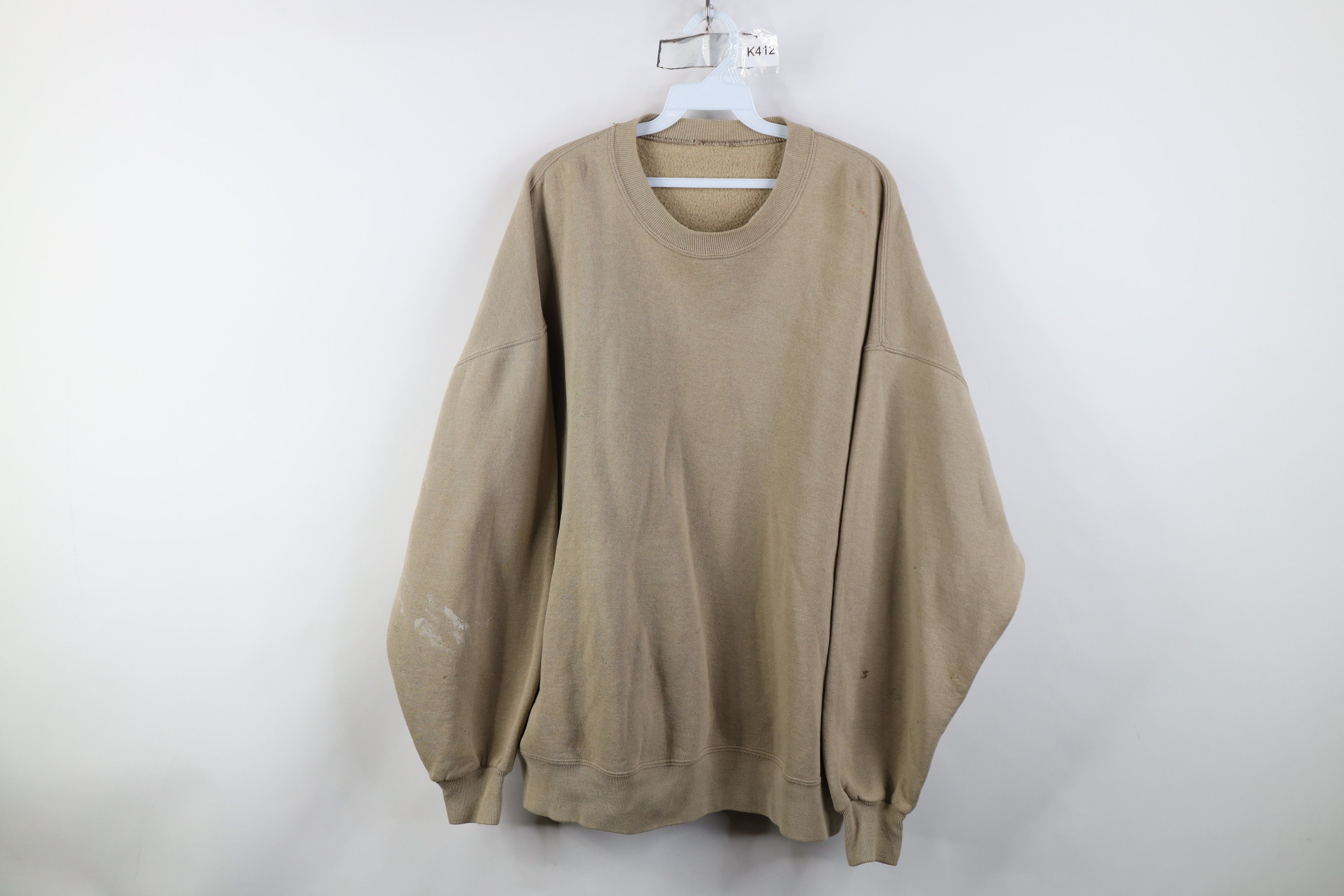 Vintage Vintage 90s Streetwear Blank Crewneck Sweatshirt Khaki Beige Size US XXL / EU 58 / 5 - 1 Thumbnail