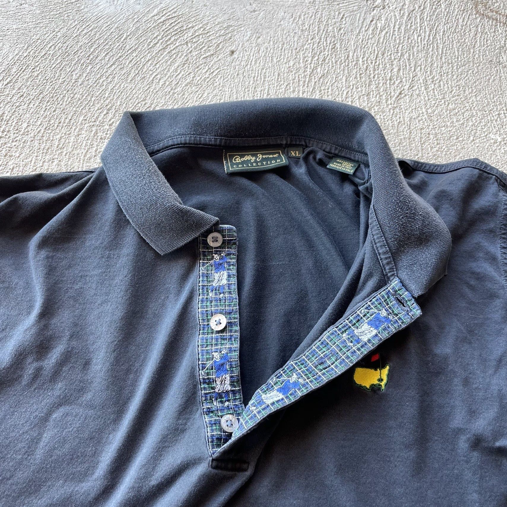 Vintage Masters Shirt Bobby Jones Polo Men XL Black Performance Stretch Golf Tournament Logo Embroidered Short Sleeve Collared Sports Classic Mens Size US XL / EU 56 / 4 - 5 Thumbnail