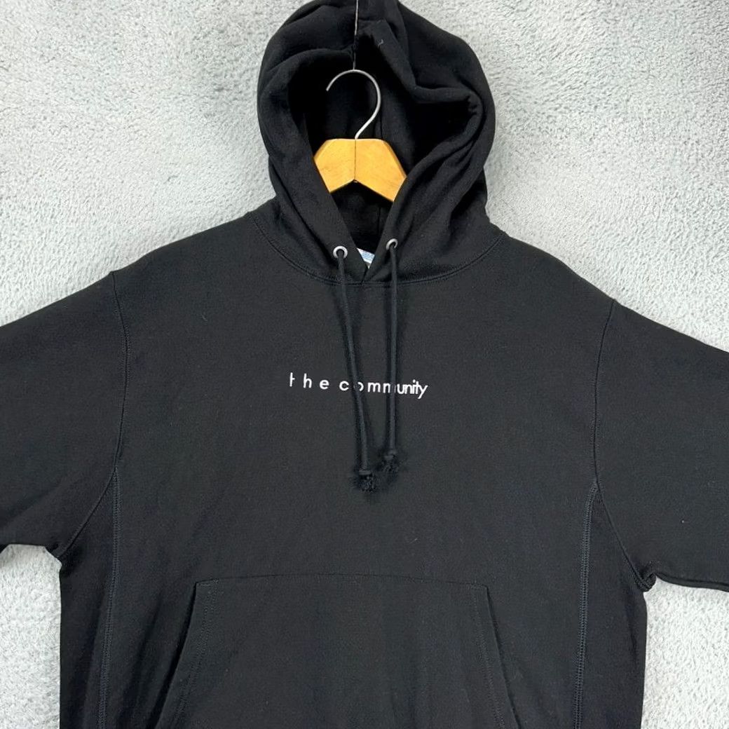 Champion Champion Reverse Weave Hoodie Sweatshirt Mens Medium Black Pullover Drawstring Pockets Logo Outdoor Size US M / EU 48-50 / 2 - 2 Thumbnail