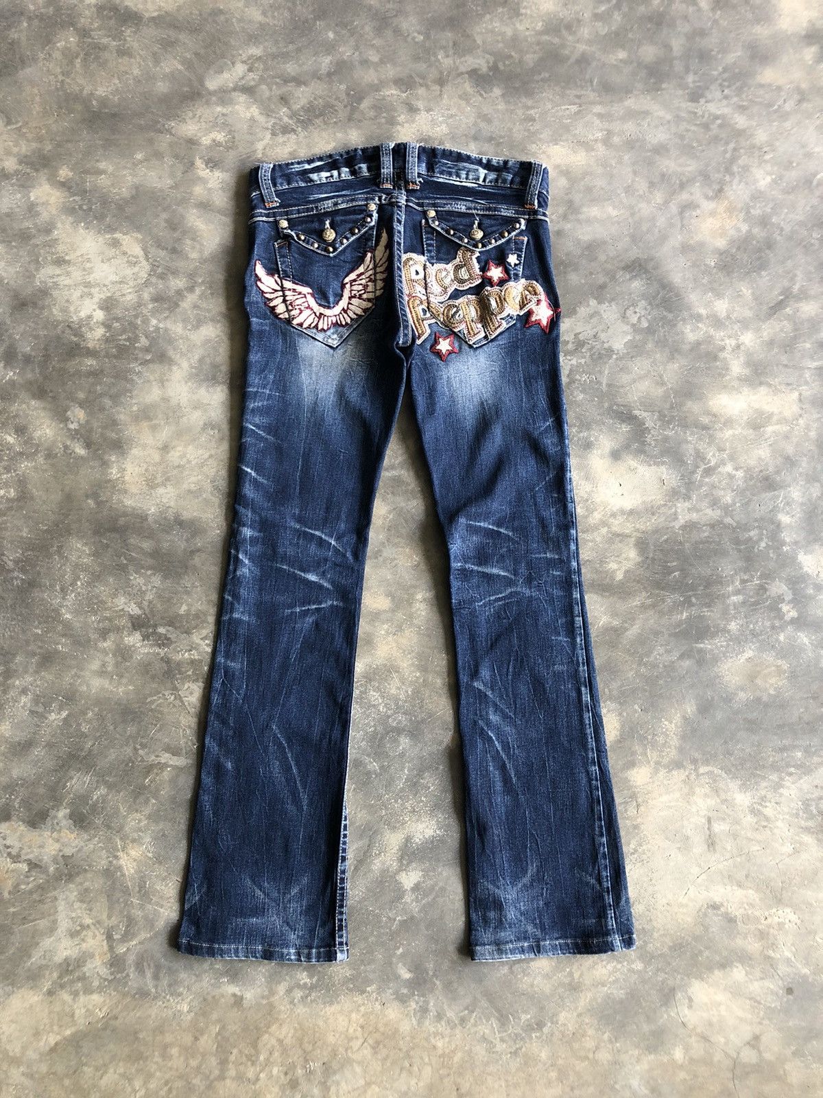 Japanese Brand Mud Max Red Papper Flared jeans Low Rise Size US 31 - 1 Thumbnail