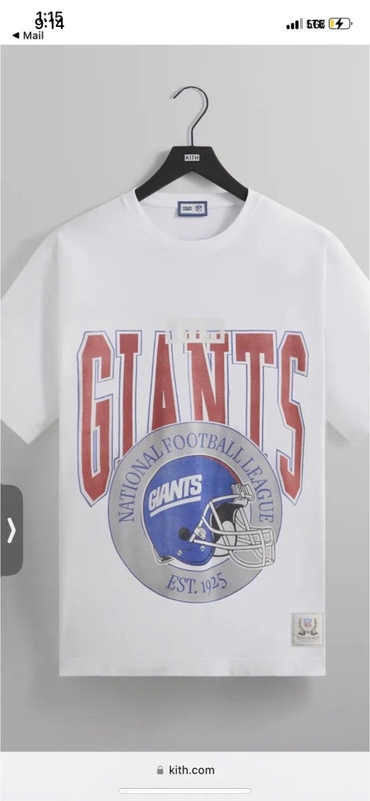 Kith for The NFL: Giants 1925 Vintage Tee - White M