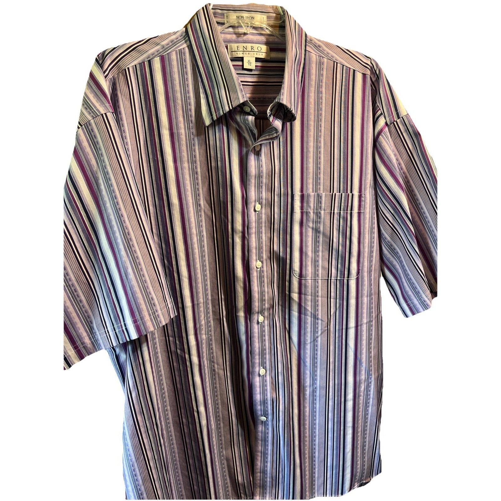 Enro ENRO Vintage Men’s XL Purple Striped SS Button Cotton Shirt Size US L / EU 52-54 / 3 - 1 Thumbnail