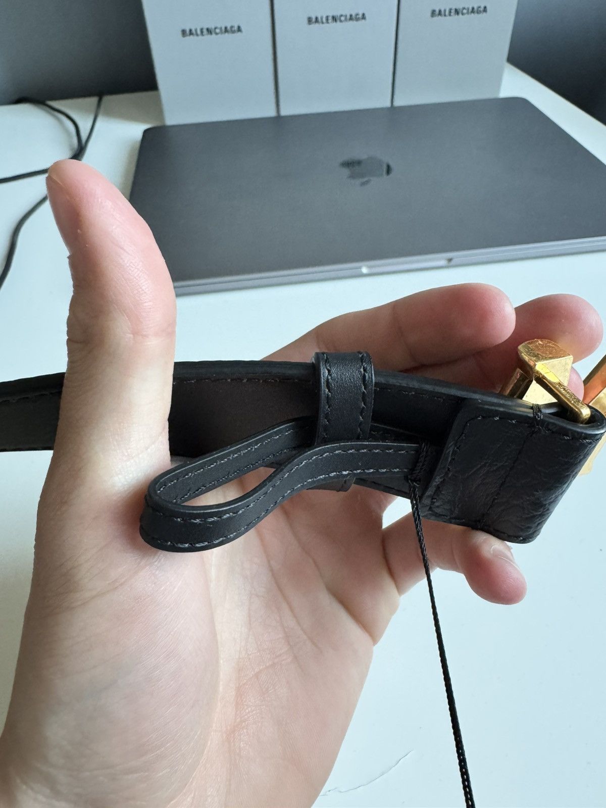 MCM MCM Leather Belt -Black/Gold Size 44 - 16 Thumbnail