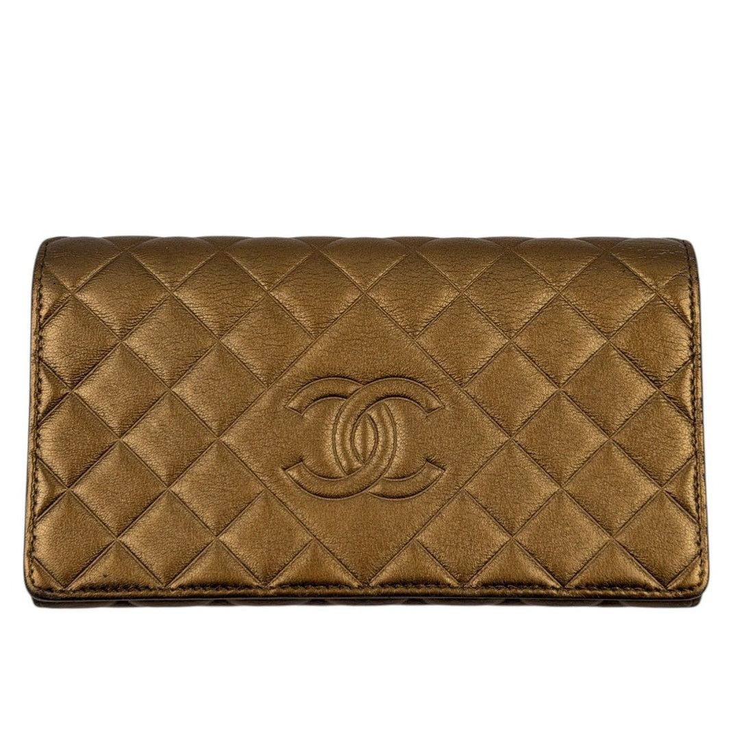 Chanel CHANEL Coco Mark Gold Matelasse Flap Wallet Size ONE SIZE - 1 Thumbnail