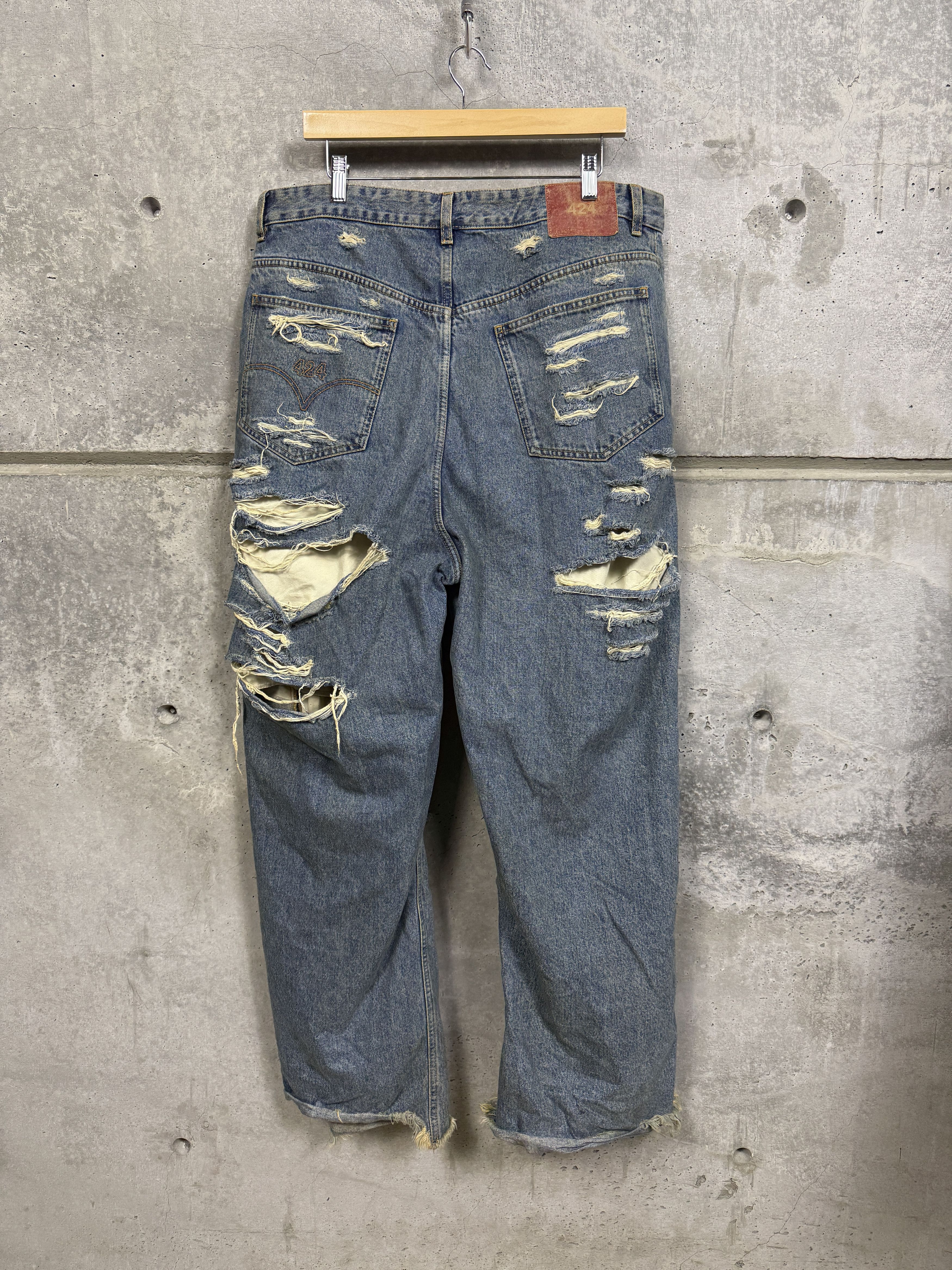 424 424 Big Daddy Ripped Denim Jeans Size US 40 / EU 56 - 2 Thumbnail