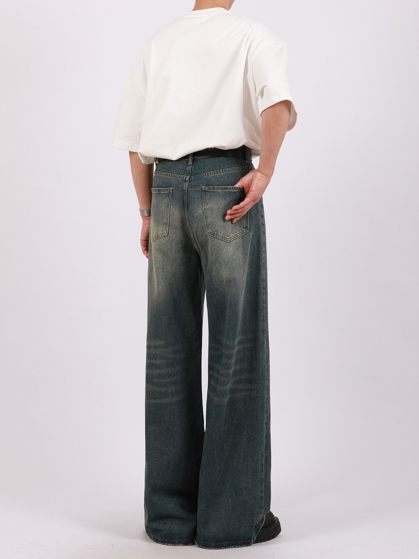 Japanese Brand × Jean Vintage distressed washed American loose wide-leg jeans Size US 32 / EU 48 - 7 Thumbnail