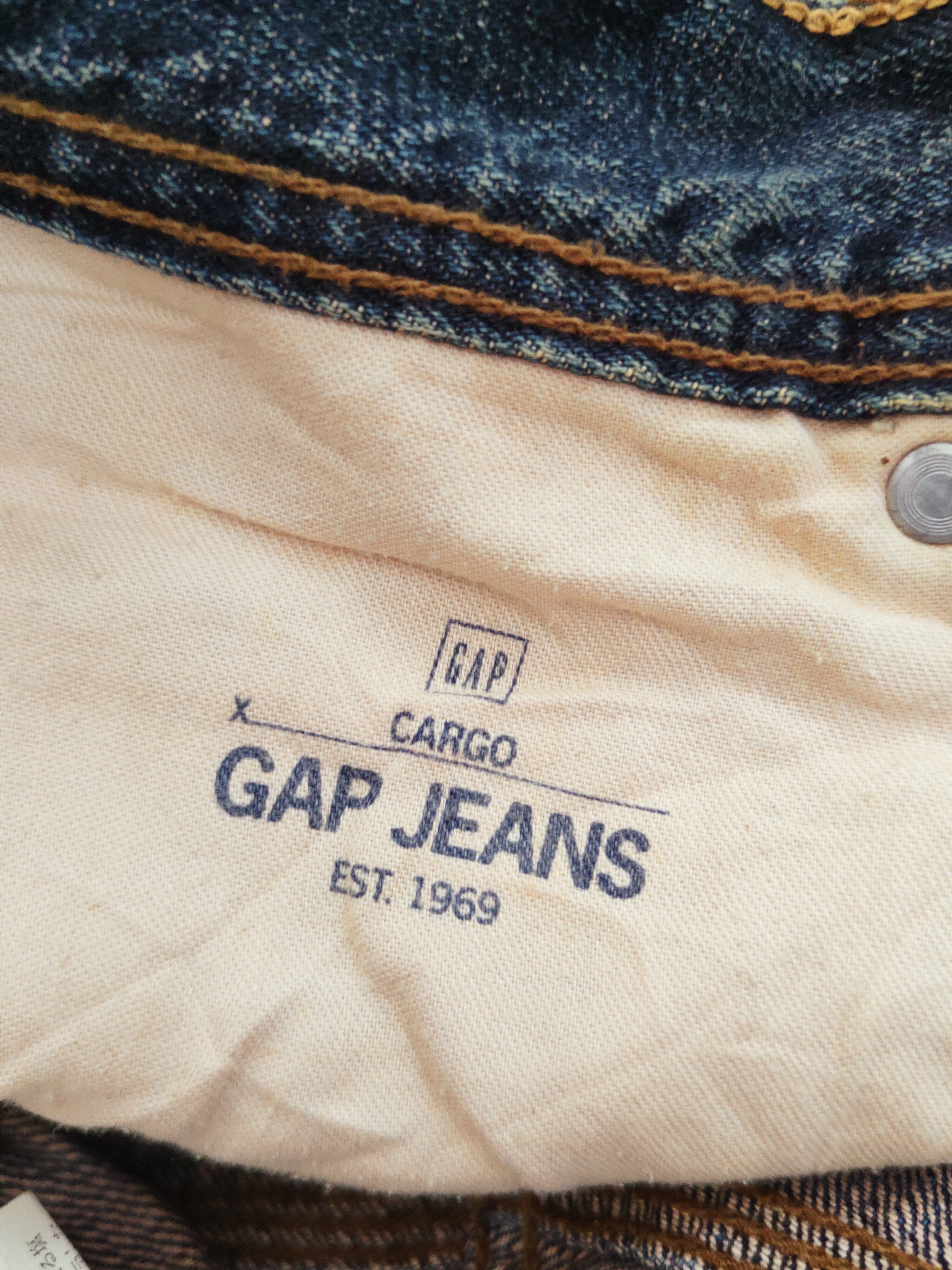 Gap DL Gap Dark Blue Faded Distressed Ripped Cargo Jeans #W023 Size US 31 - 15 Thumbnail
