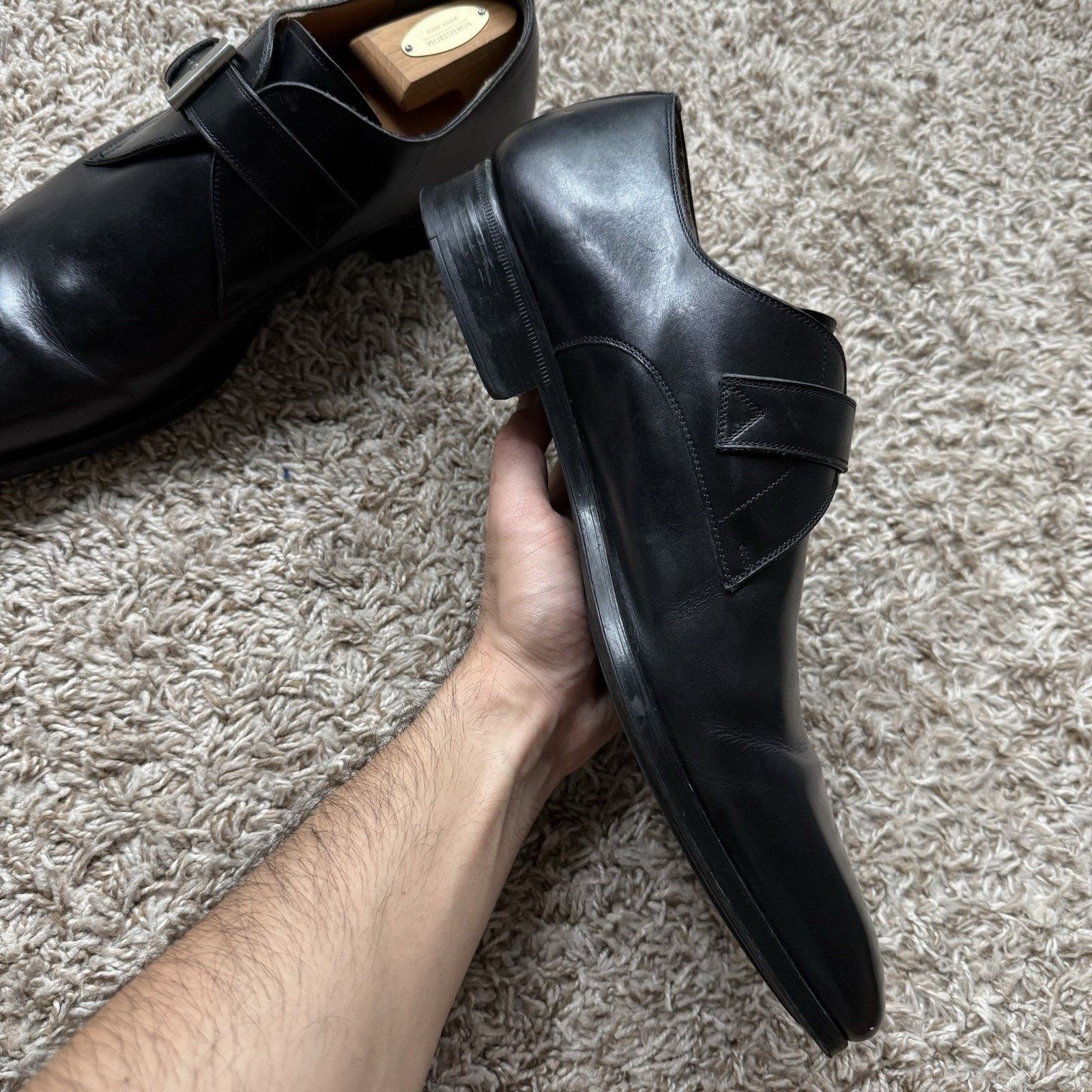 Magnanni Magnanni Marco II Single Monk Strap Black Leather Dress Shoe Size US 13 / EU 46 - 5 Thumbnail