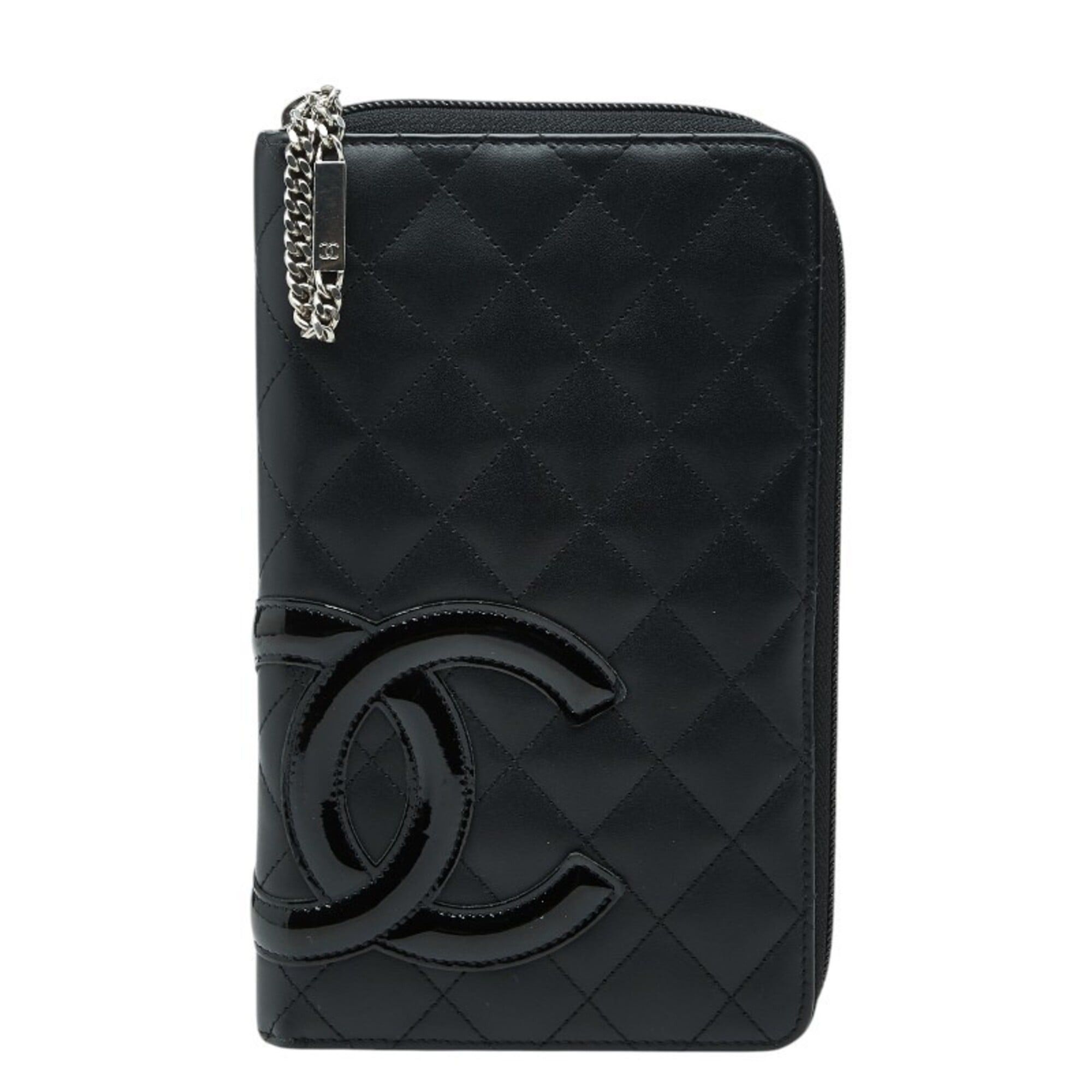 Chanel Chanel Cambon Line Coco Mark Round Zipper Long Wallet Black Leather Enamel Women's CHANEL Size ONE SIZE - 1 Thumbnail