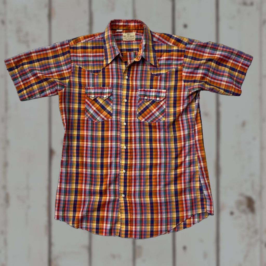 J Brand VINTAGE Dee Cee Brand Pearl Button Shirt L USA Permanent Press Sawtooth Size US L / EU 52-54 / 3 - 1 Thumbnail