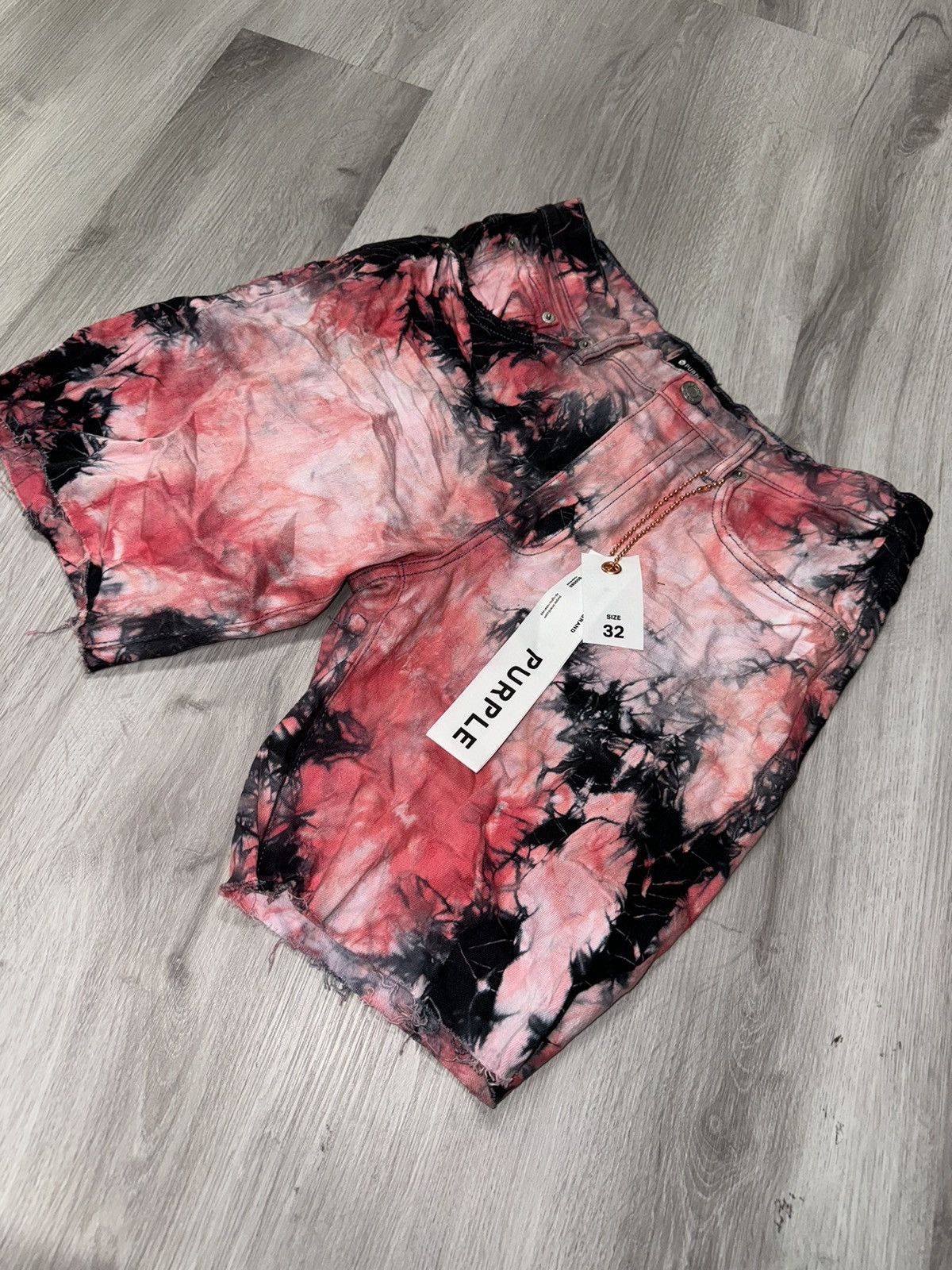 Purple Brand Purple Red Bleach Denim Shorts Size US 32 / EU 48 - 3 Thumbnail