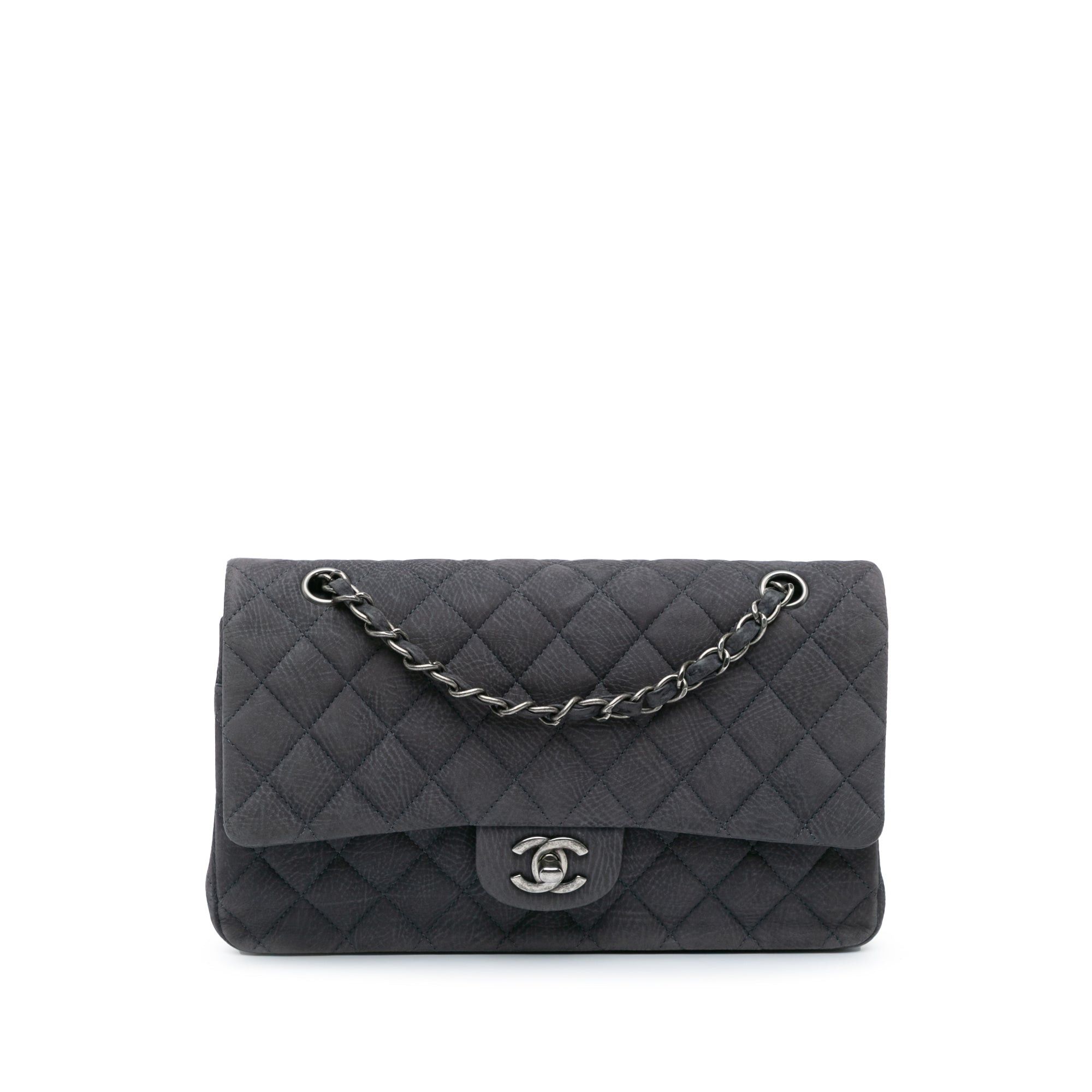 Chanel Chanel Medium Classic Nubuck Double Flap Gray Size ONE SIZE - 1 Thumbnail