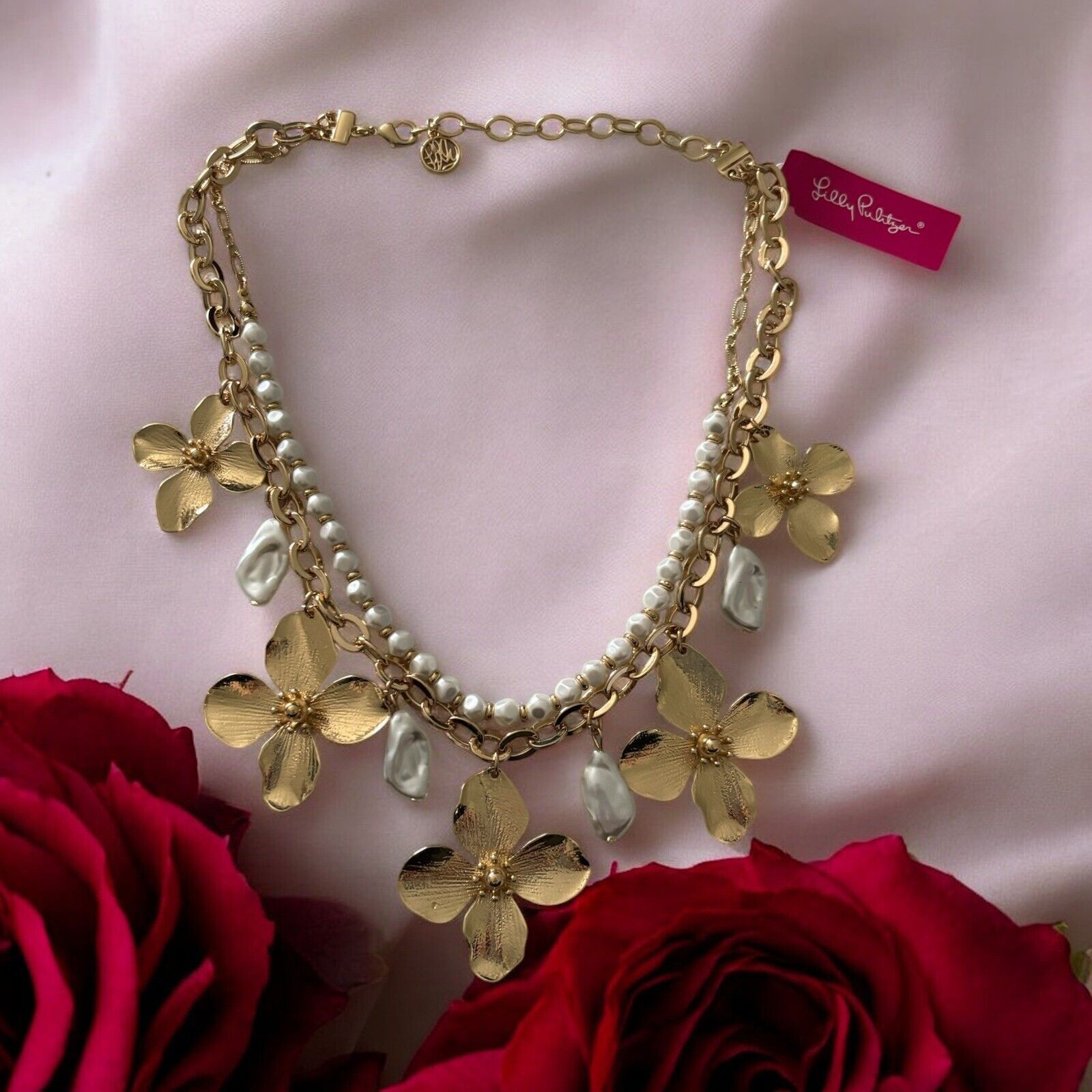 Lilly Pulitzer Lilly Pulitzer Necklace Via Flora Gold Metallic Faux Pearls Size ONE SIZE - 5 Thumbnail