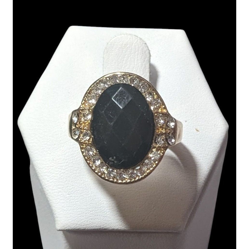 Other Bold Glam Gold And Black Faceted Gemmed Ring Size 6 Size ONE SIZE - 9 Thumbnail