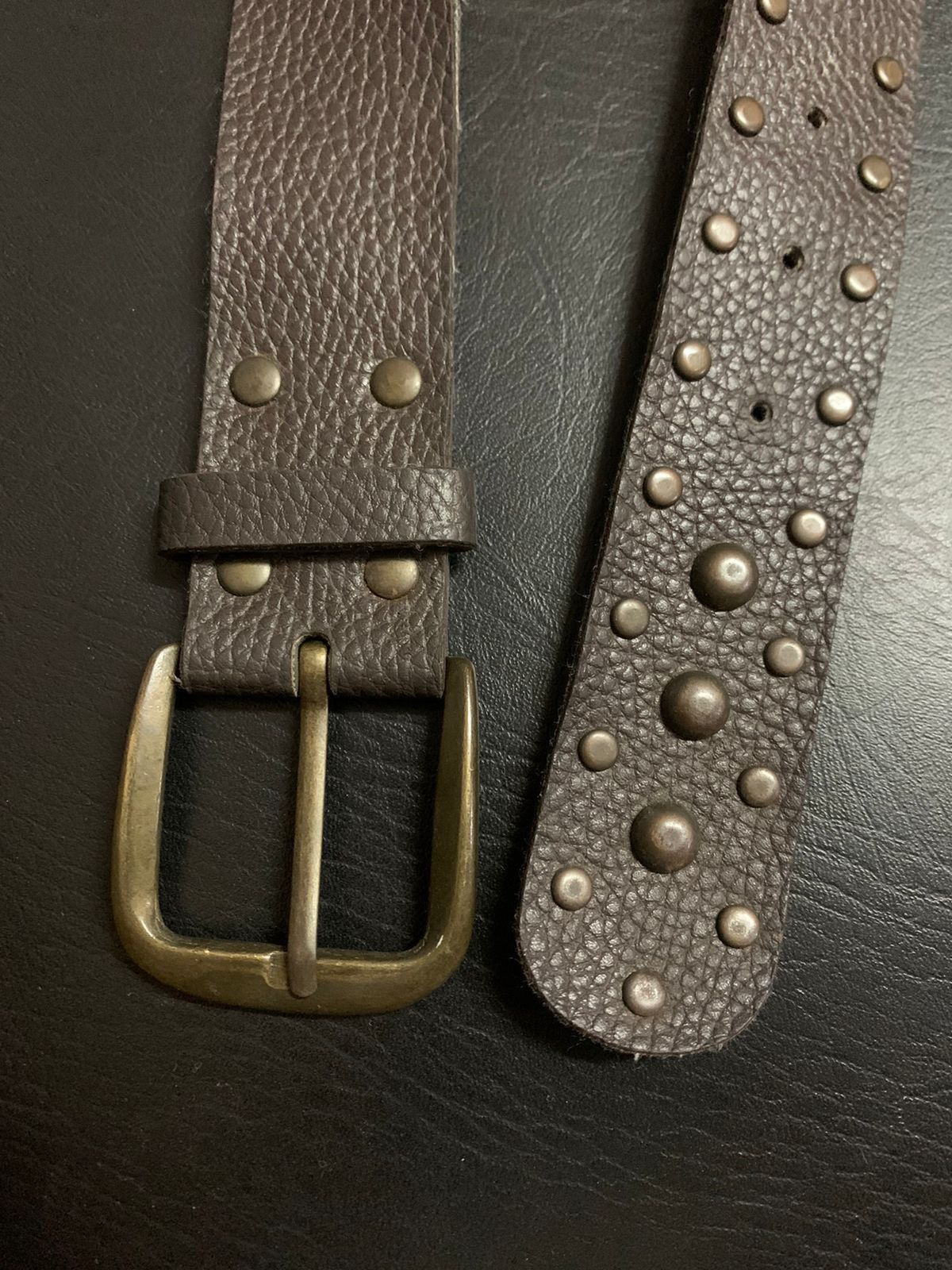 Vintage Dark brown studded leather belt Size ONE SIZE - 2 Thumbnail