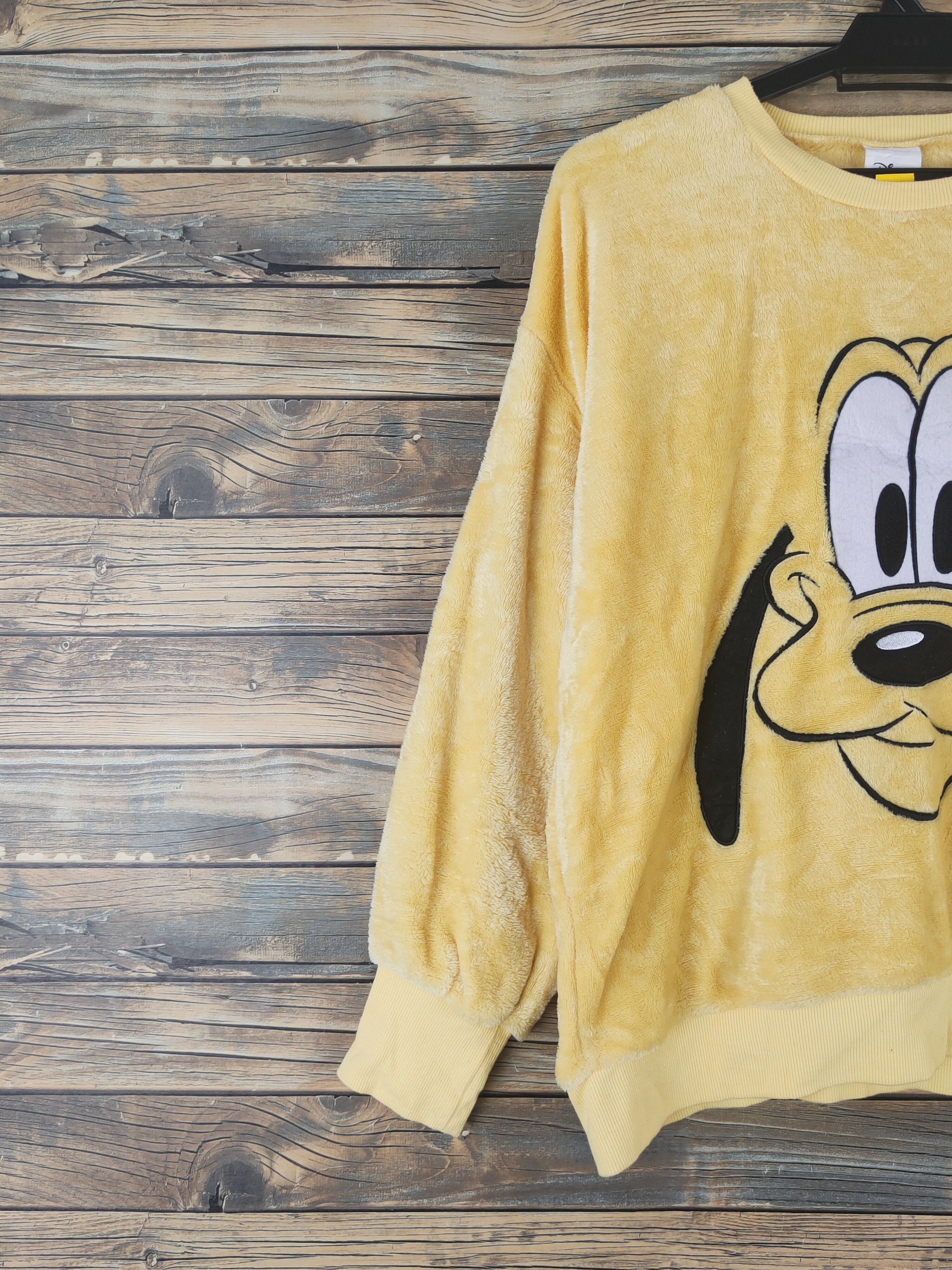 Disney DL Disney Mickey Mouse Yellow Pluto Fleece Sweatshirts #1803 Size M / US 6-8 / IT 42-44 - 3 Thumbnail