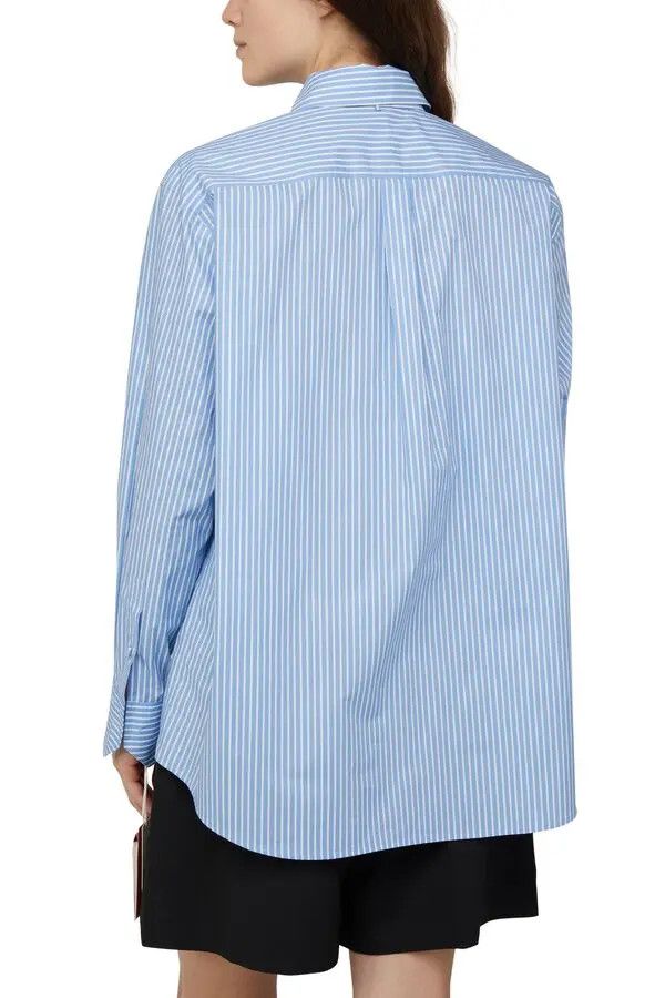 Valentino o1s22i1n0924 Striped Poplin Shirt in Blue Size S / US 4 / IT 40 - 4 Thumbnail