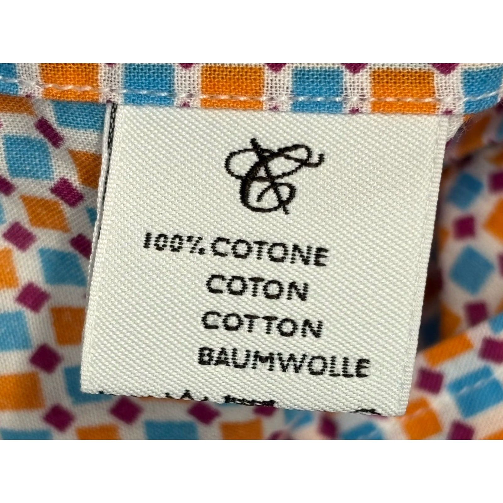 Canali Canali Button-Up Shirt Mens XL Blue Orange Cotton Made In Italy Geometric Pattern Classic Designer Italian Western Preppy Regular Fit Size US XL / EU 56 / 4 - 7 Thumbnail