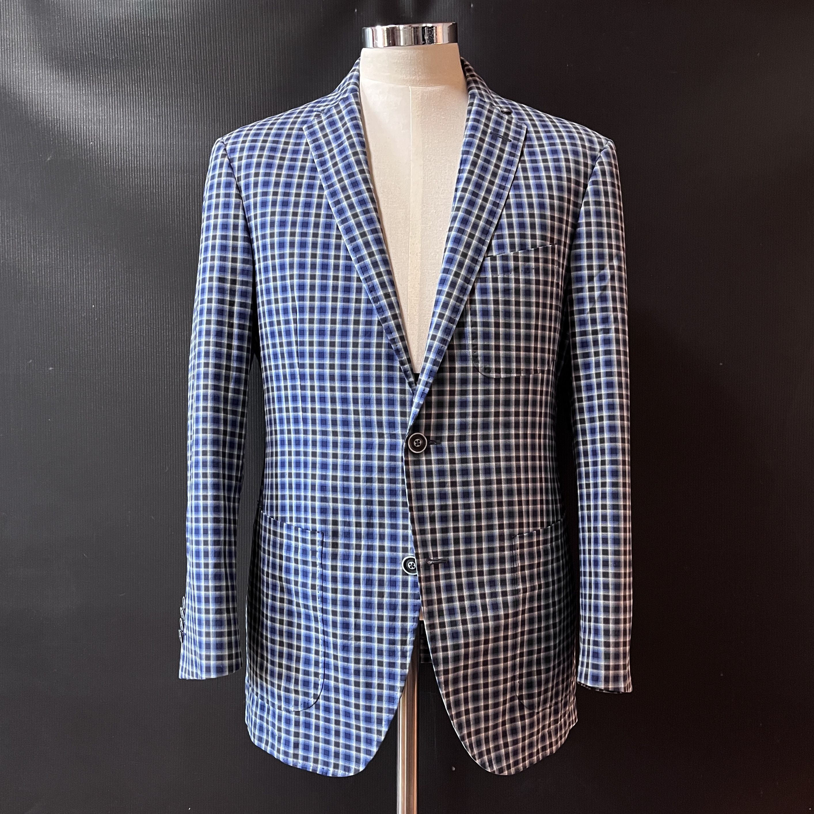 ETRO Blue Check Cotton Sport Jacket Made in Italy IT52