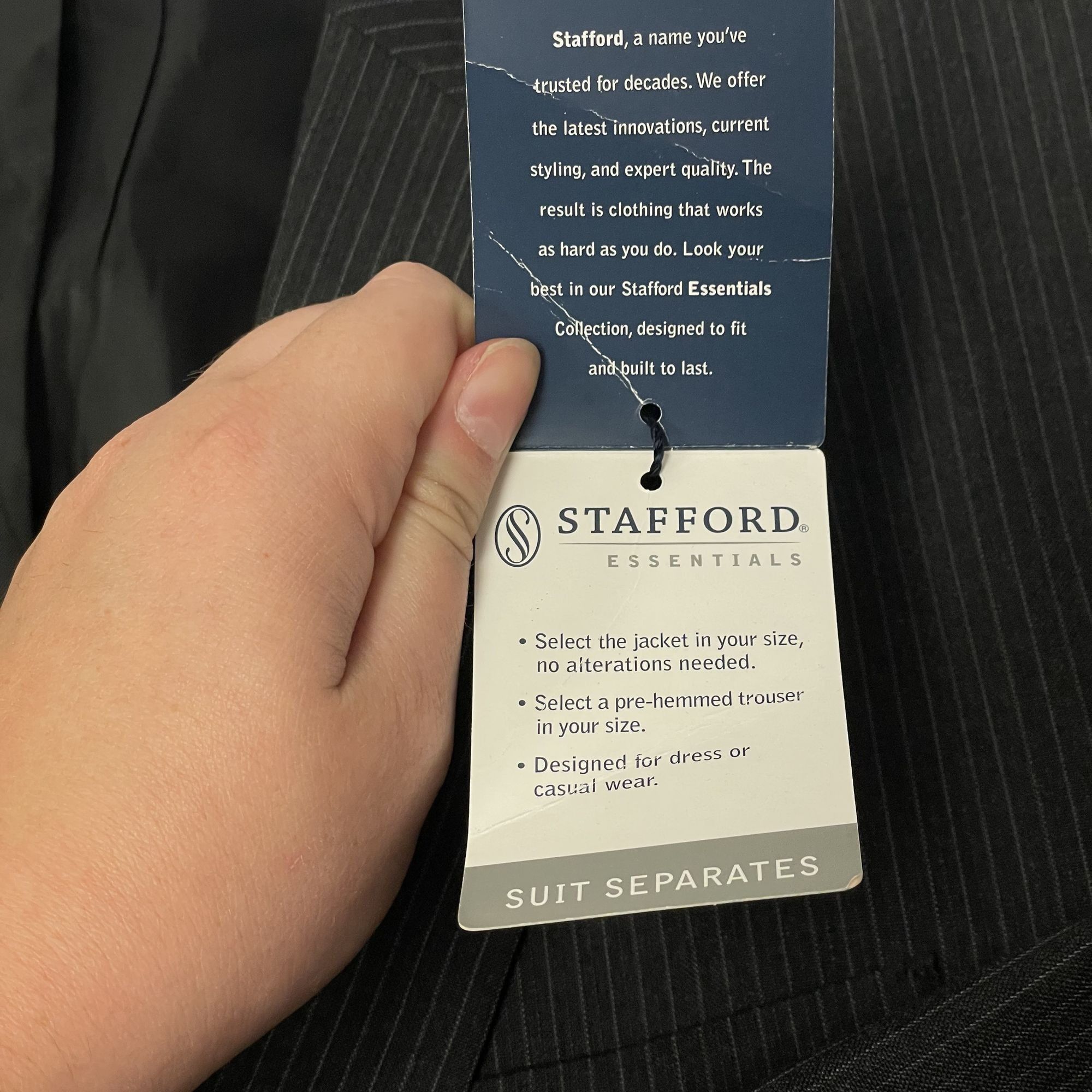 Stafford NWT NEW Stafford Charcoal Sport Coat PINSTRIPE Jacket Size 40R - 11 Thumbnail