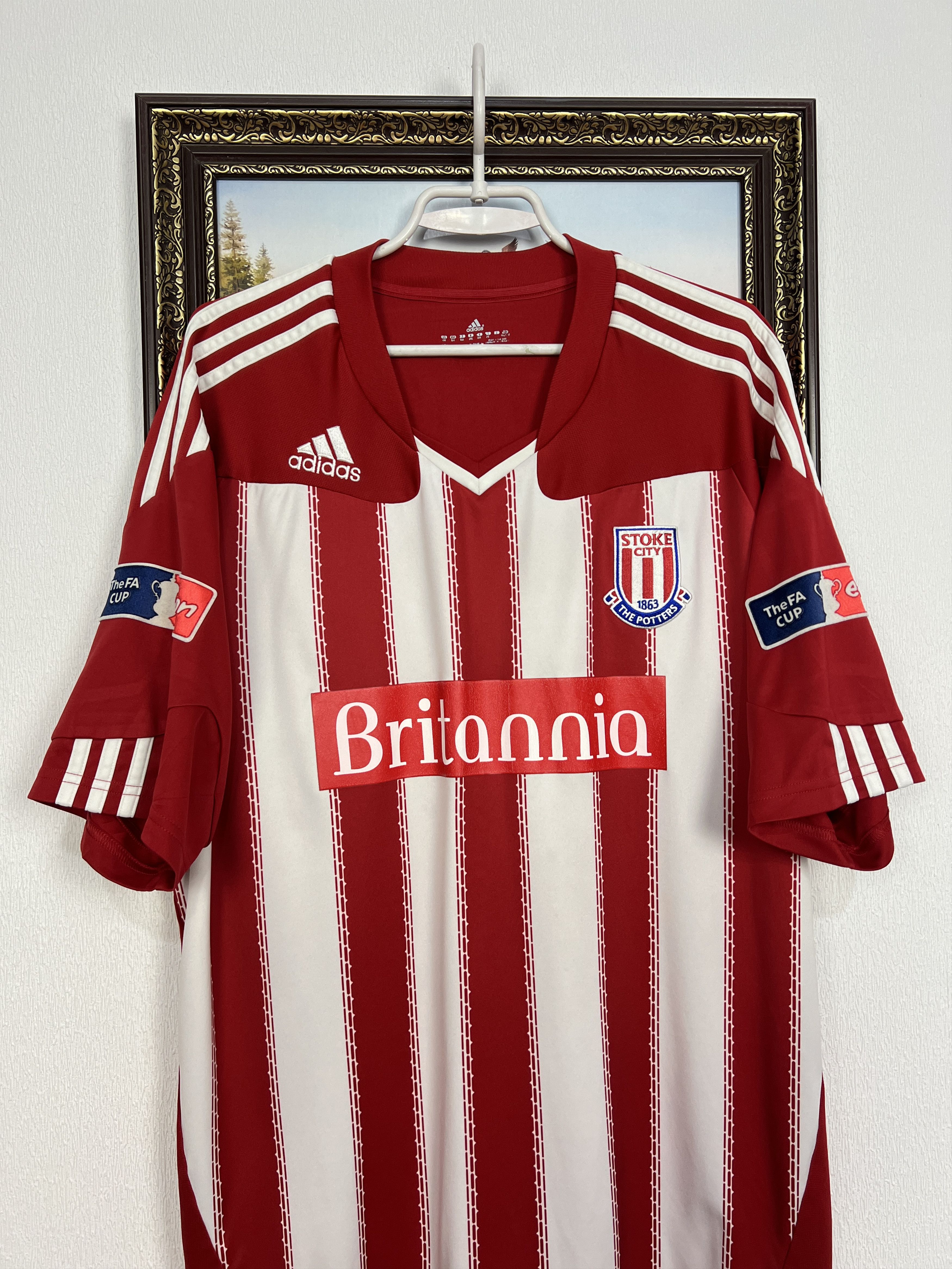 Adidas Stoke City Home football shirt Player Issue #4 Pugh Jersey Size US XXL / EU 58 / 5 - 2 Thumbnail