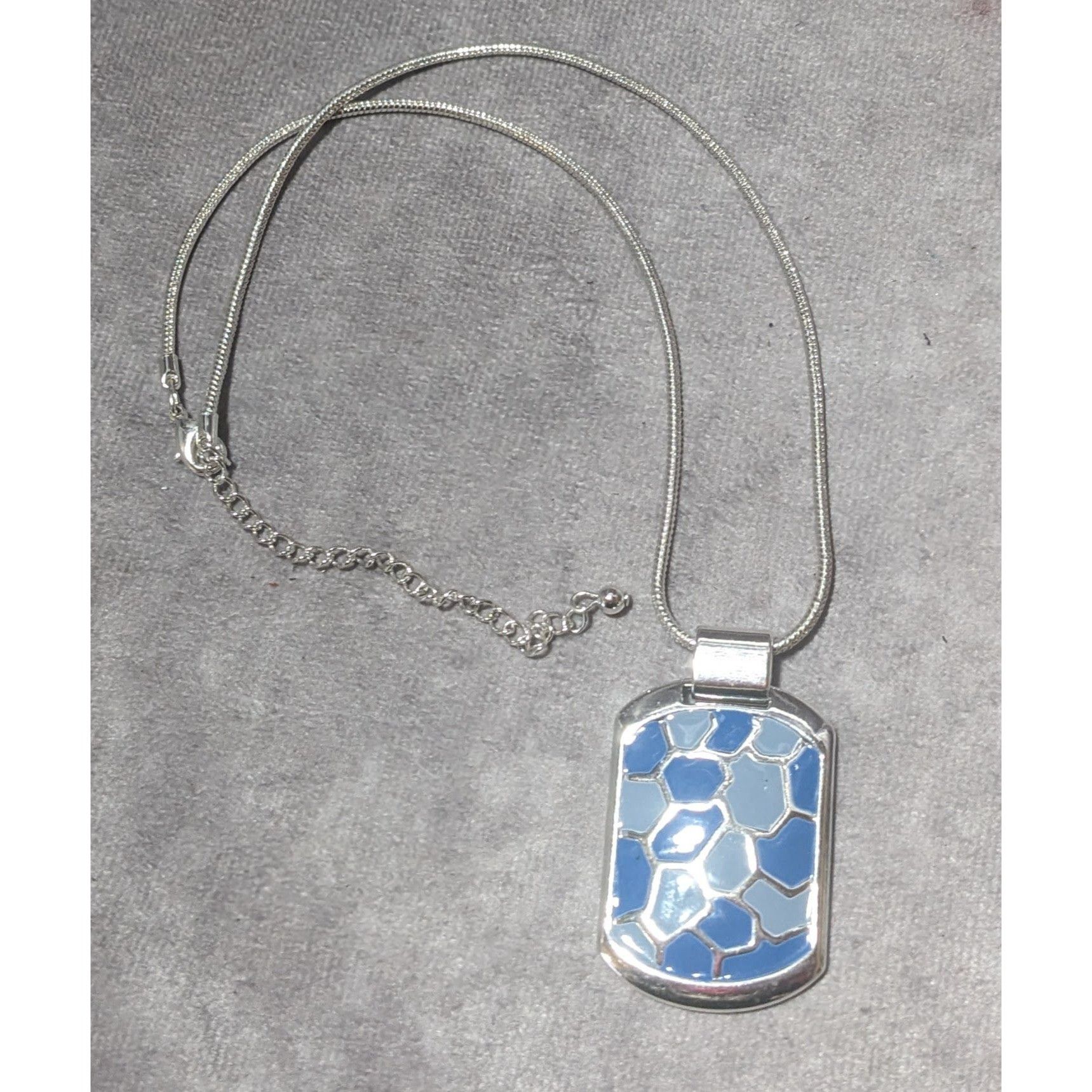 Other Abstract Blue And Silver Enamel Pendant Necklace Size ONE SIZE - 10 Thumbnail
