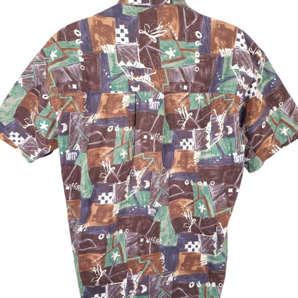 Vintage VINTAGE Basic Elements Camp Shirt Mens Size M 90s All Over Print Relaxed Fit Brown Cotton Button-Down Collar Short Sleeve Geometric Pattern 90s Mens Size US M / EU 48-50 / 2 - 4 Thumbnail