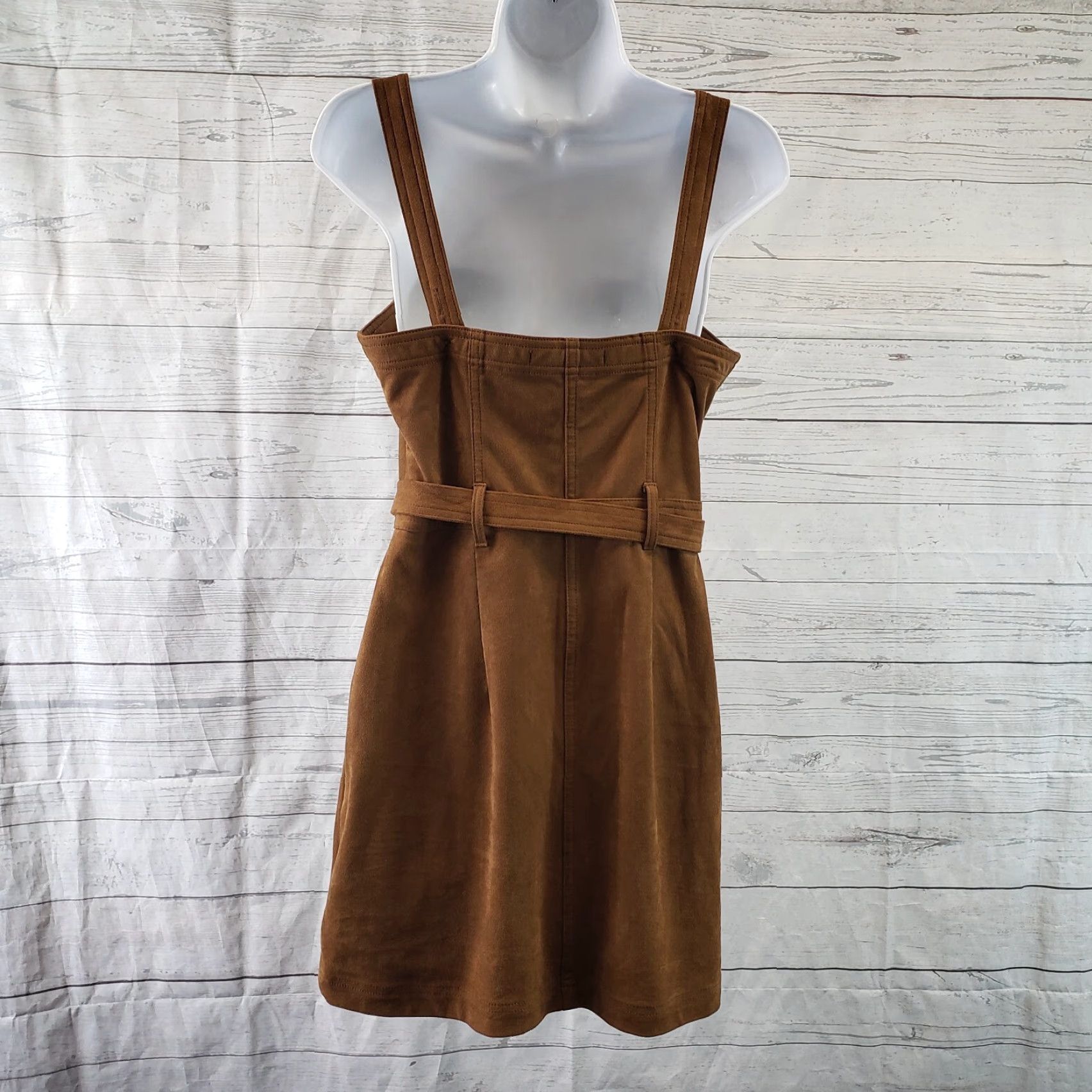 Abercrombie & Fitch Abercrombie & Fitch Womens Mini Dress Sz M Brown Sleeveless Faux Suede Square Neck Casual Vintage: No (adjust to rules) Size M / US 6-8 / IT 42-44 - 4 Thumbnail