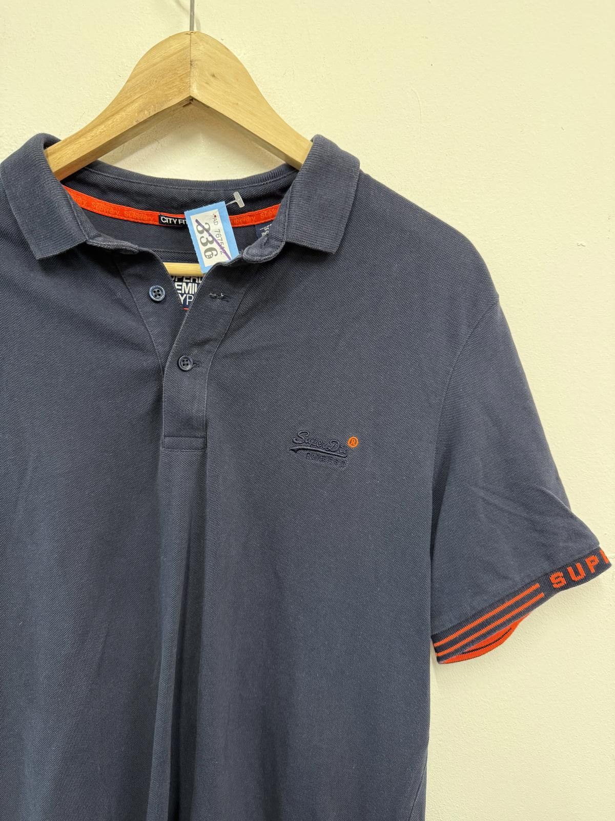 Superdry Superdry Navy Blue Polo Shirt with Orange Trim Size US XL / EU 56 / 4 - 3 Thumbnail