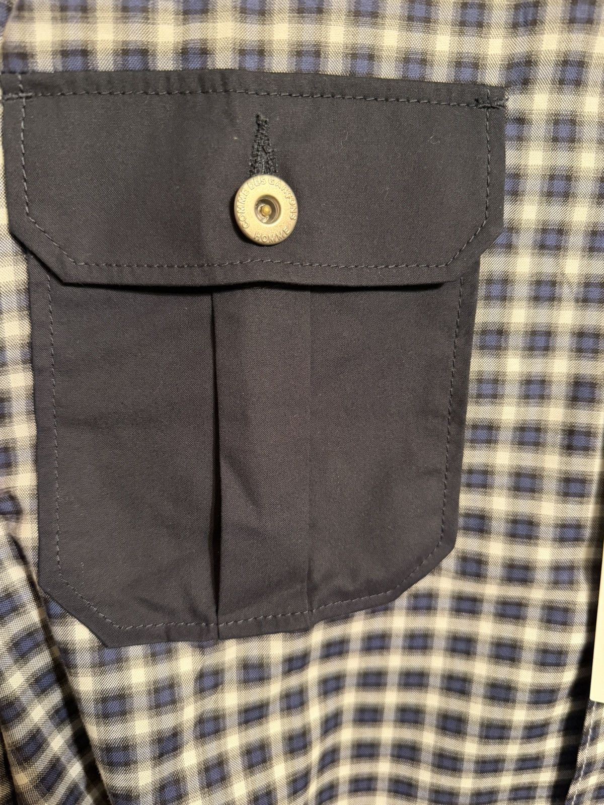 Comme des Garcons Homme Comme des Garçons Homme Navy Checks Patchwork Shirt Size US M / EU 48-50 / 2 - 4 Thumbnail