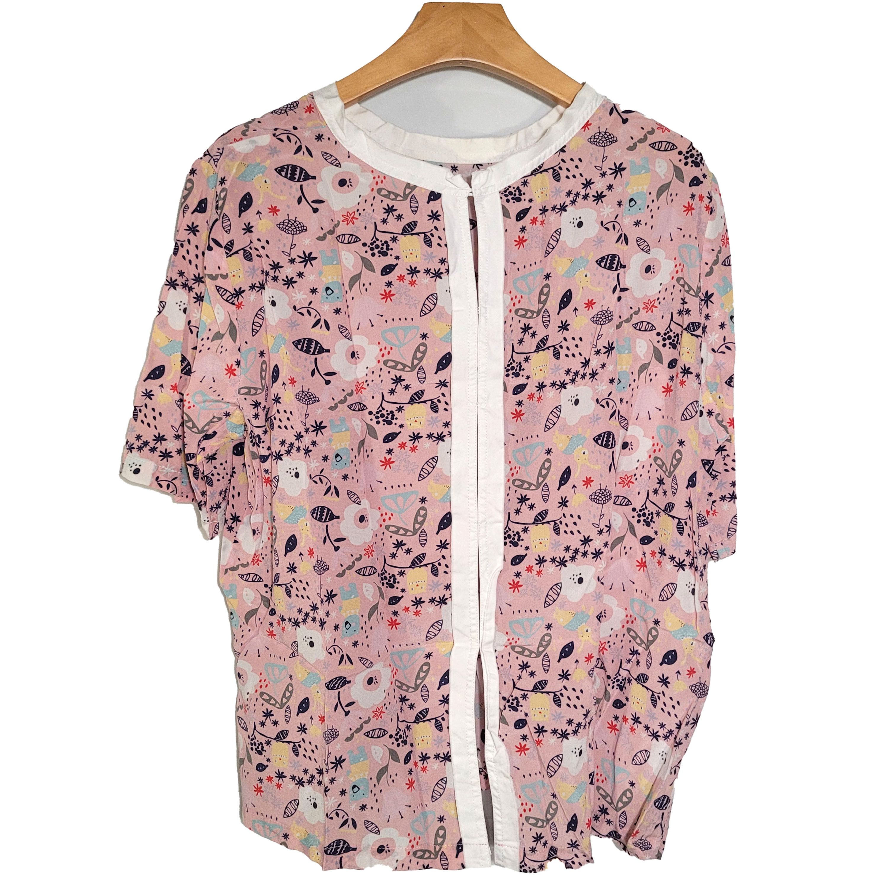 Other Women's 100% Silk Size L Short Sleeve Top Shirt SCB960 Size L / US 10 / IT 46 - 1 Thumbnail