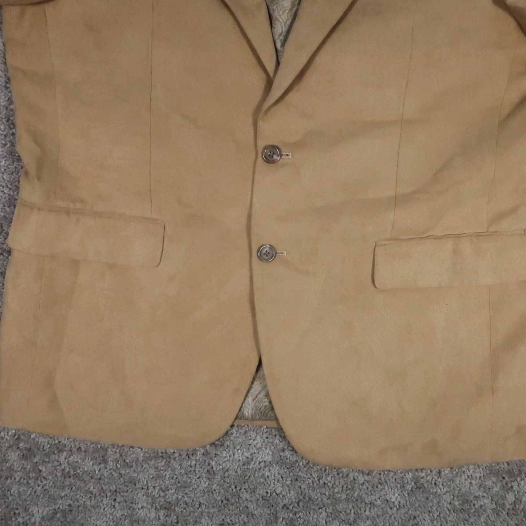 Chaps VINTAGE Chaps Blazer Jacket Single-Breasted Two-Button Notch Lapel Brown 42R Mens Wool Suede, Big & Tall, Solid Pattern, Formal Coat, 1 Piece, EUC Size 42R - 4 Thumbnail