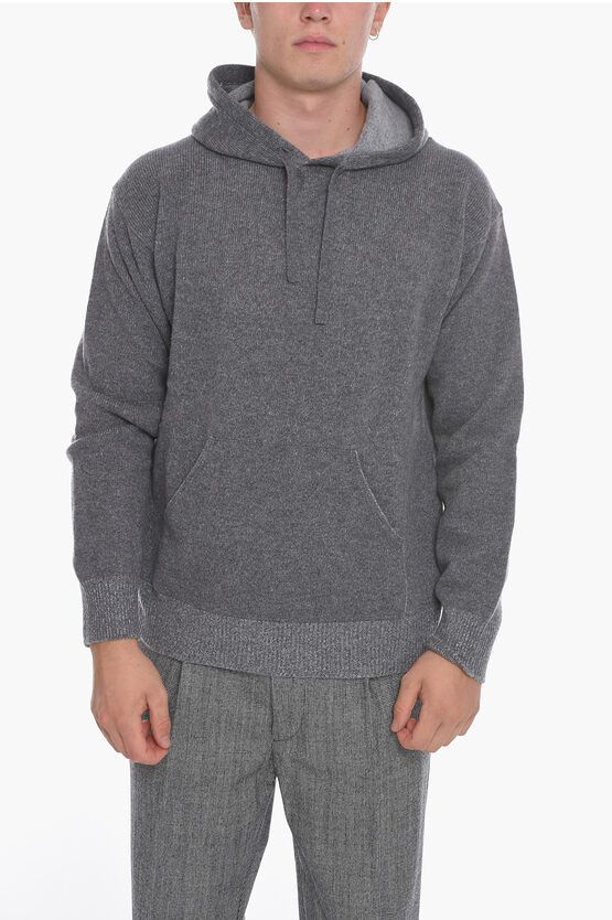 image of Altea Virgin Wool And Cashmere Sweater With Hood in Grey, Men's (Size XL)