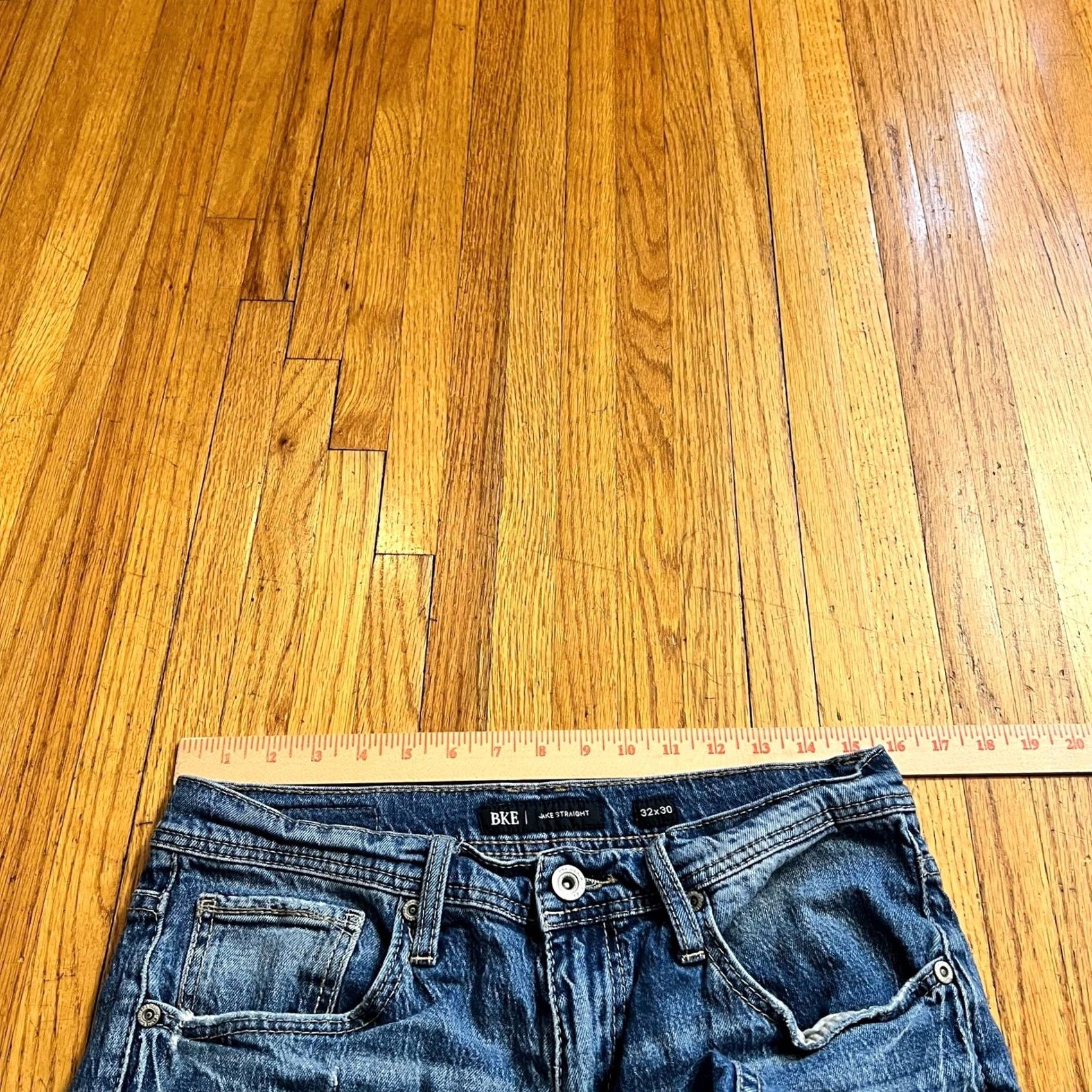 BKE BKE Jeans Mens 32 X30 Jake Straight Blue Denim Buckle Distressed Holes Jeans Mens 32 X30 Blue Buckle Distressed Holes Straight 30in Buckle Holes Mens Size US 32 / EU 48 - 7 Thumbnail