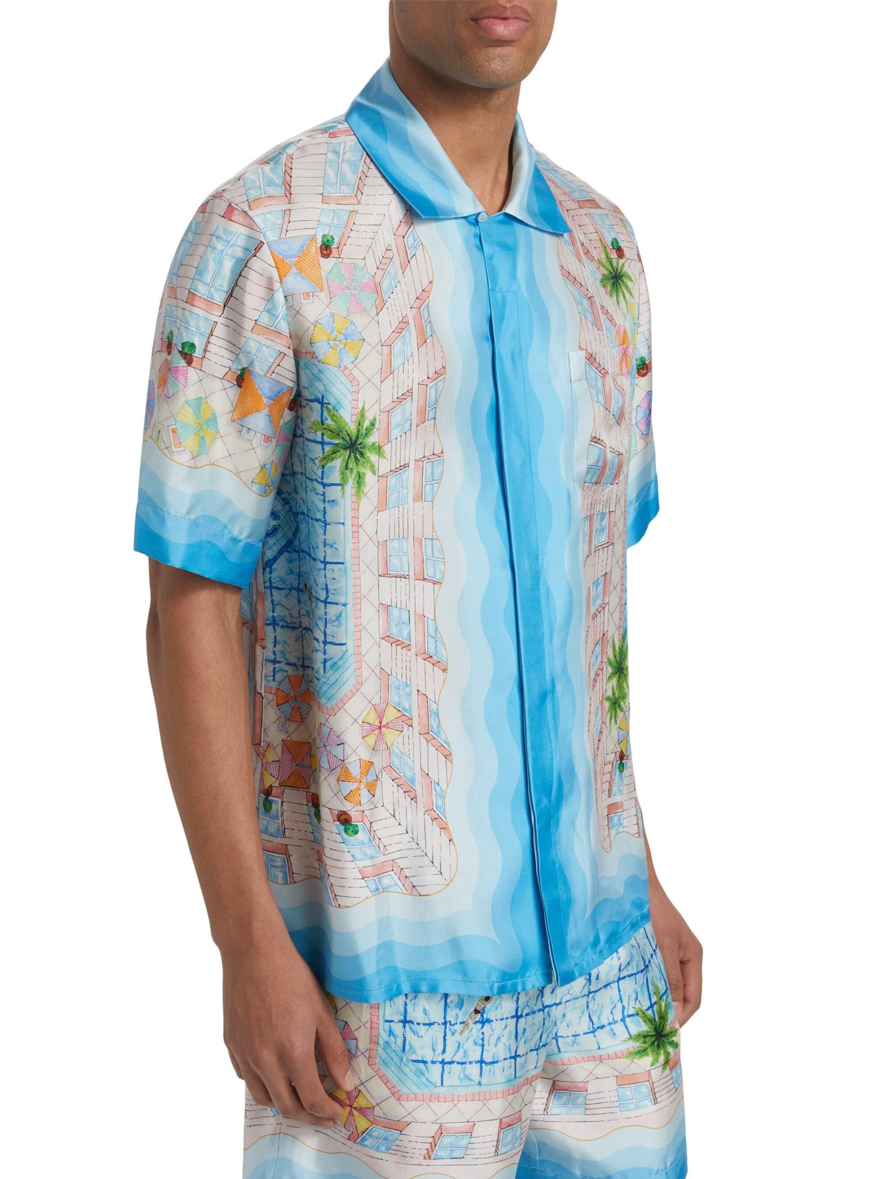 Casablanca os11x0725 The Dive Graphic Silk Camp Shirt in Multicolor Size US XL / EU 56 / 4 - 3 Thumbnail