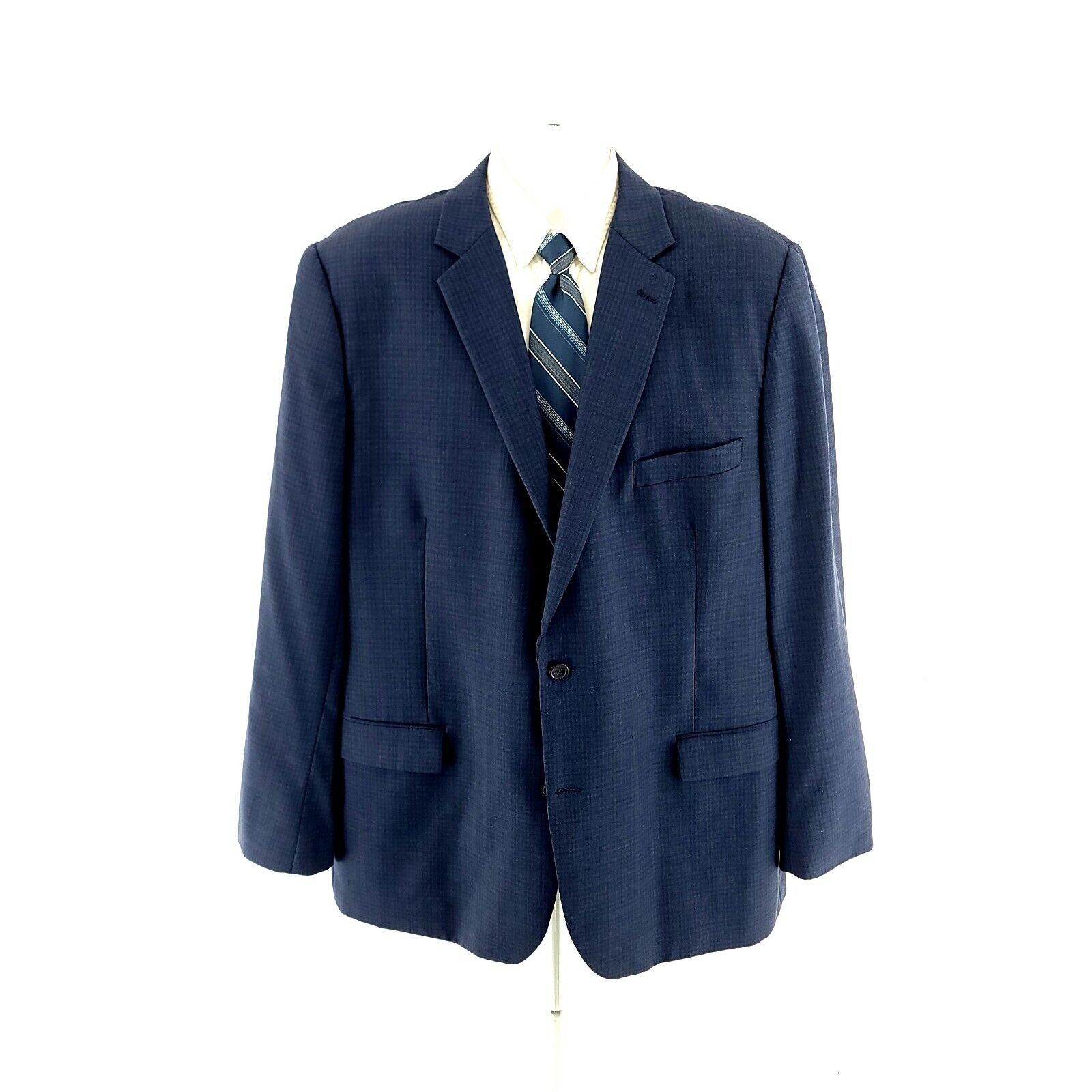 Joseph & Feiss Joseph & Feiss Gold Blue Plaid Wool 2 Button Blazer 46L Tagg Size 46L - 3 Thumbnail