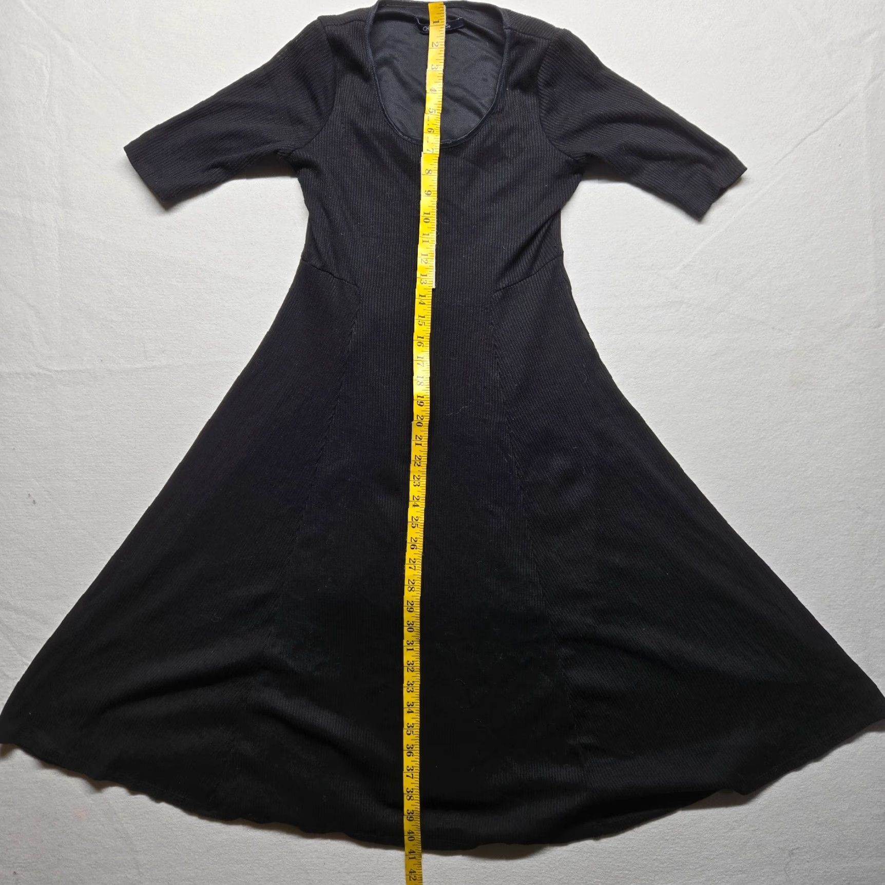 Vintage CHADWICKS Solid Black A-Line Dress Half Sleeve Petite Small Womens Size S / US 4 / IT 40 - 6 Thumbnail