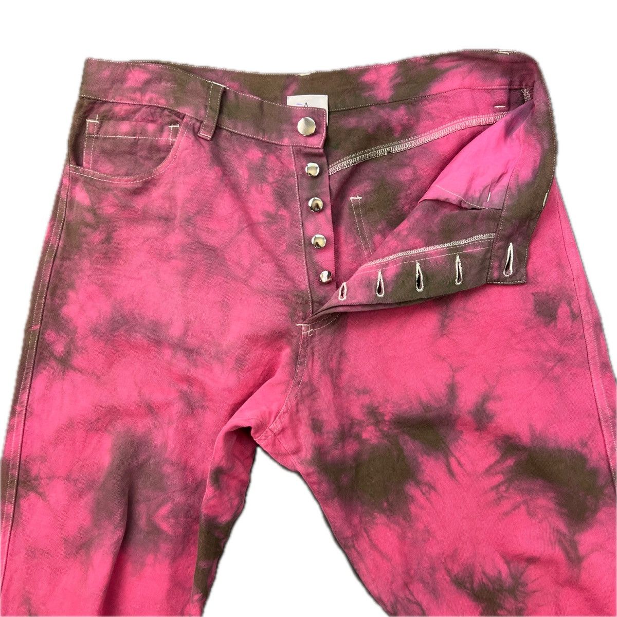 Other Designer Pink and Brown Linen Jeans Size US 32 / EU 48 - 3 Thumbnail