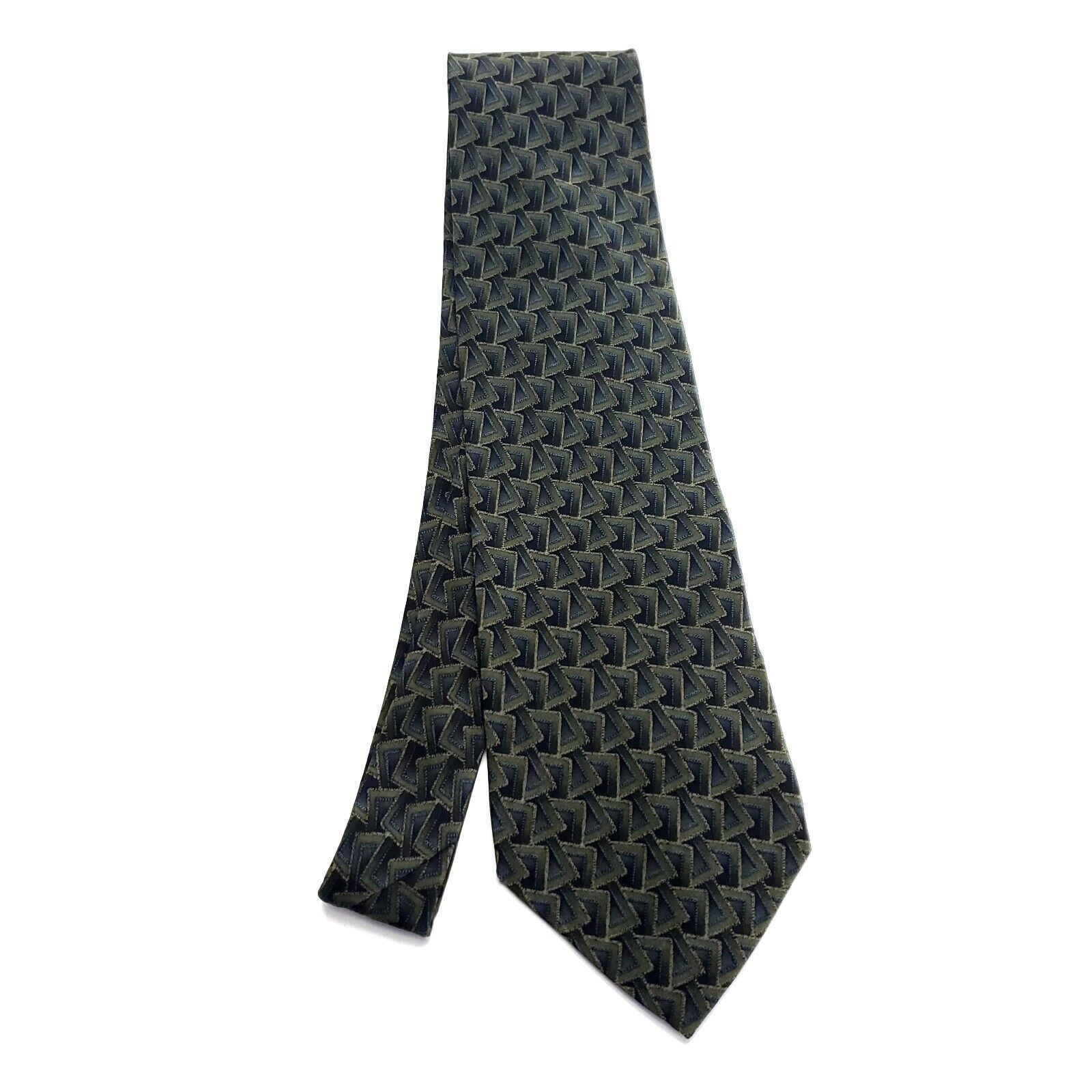 Dockers Dockers Green Silk Tie Woven Wide Geometric Size ONE SIZE - 6 Thumbnail