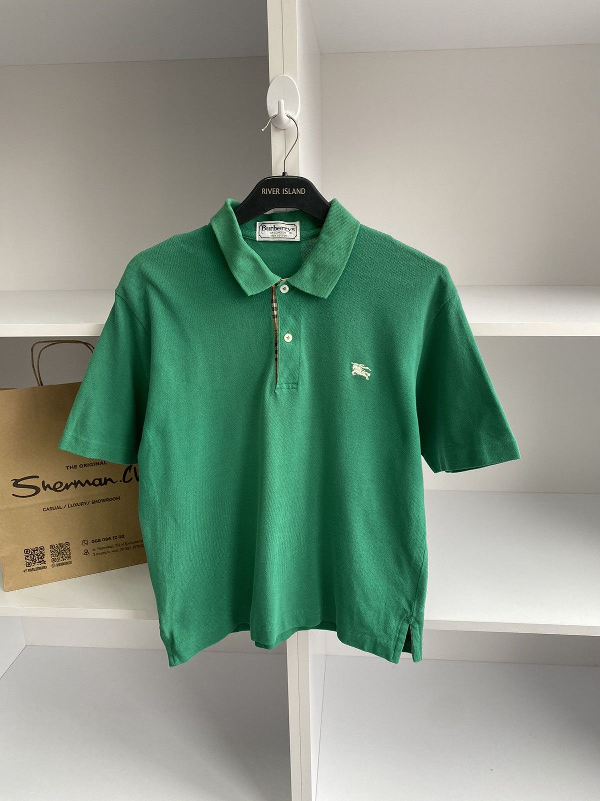Burberry × Vintage Vintage Burberry Green Polo T-Shirt Size US S / EU 44-46 / 1 - 5 Thumbnail