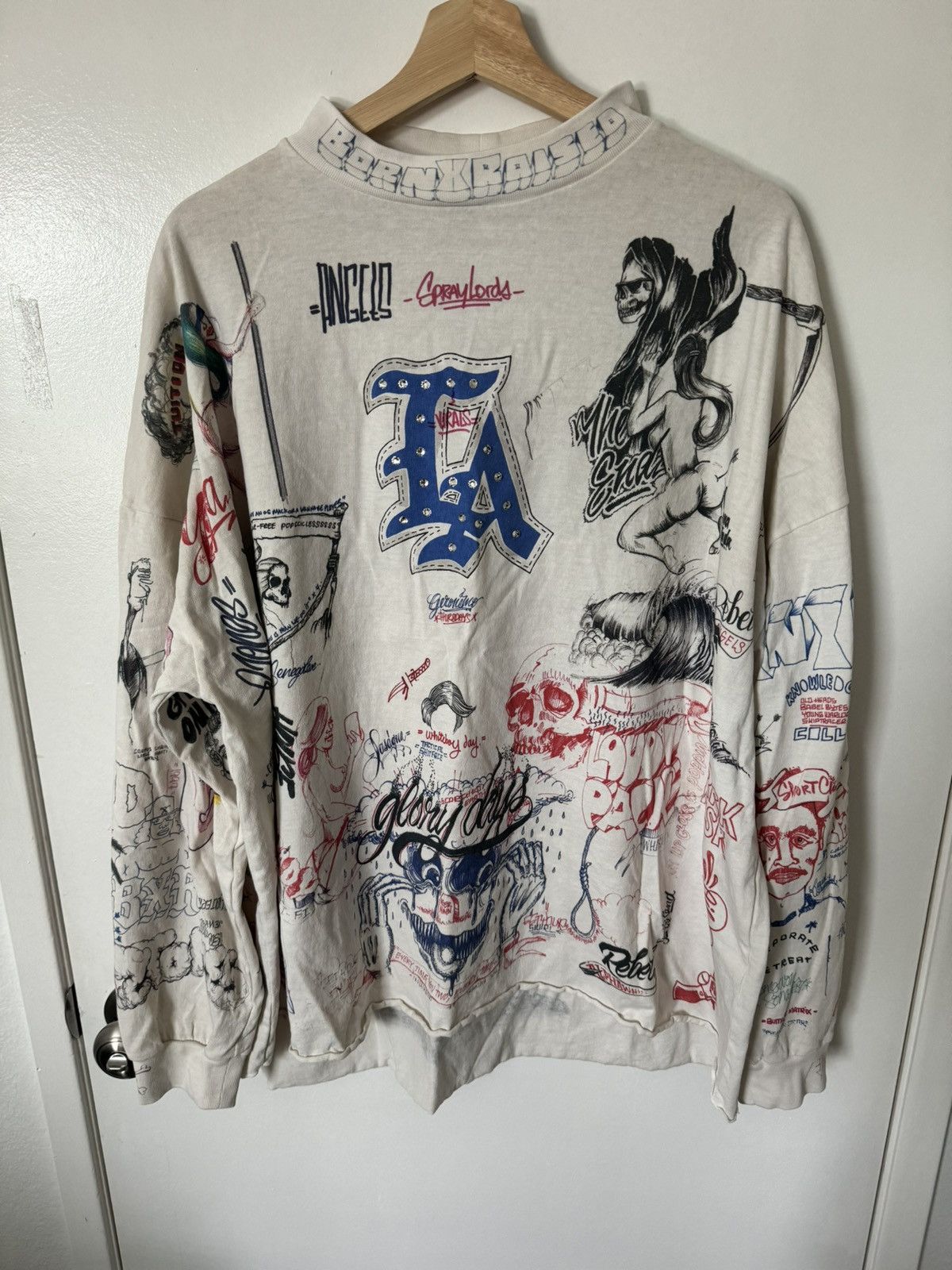 image of Born x Raised x Saint Michael Long Sleeve in White, Men's (Size XL)