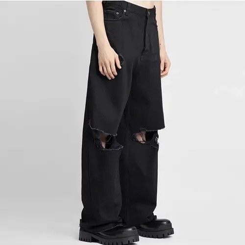 Japanese Brand Y2K Washed Distressed Hole Baggy Jeans Size US 30 / EU 46 - 2 Thumbnail