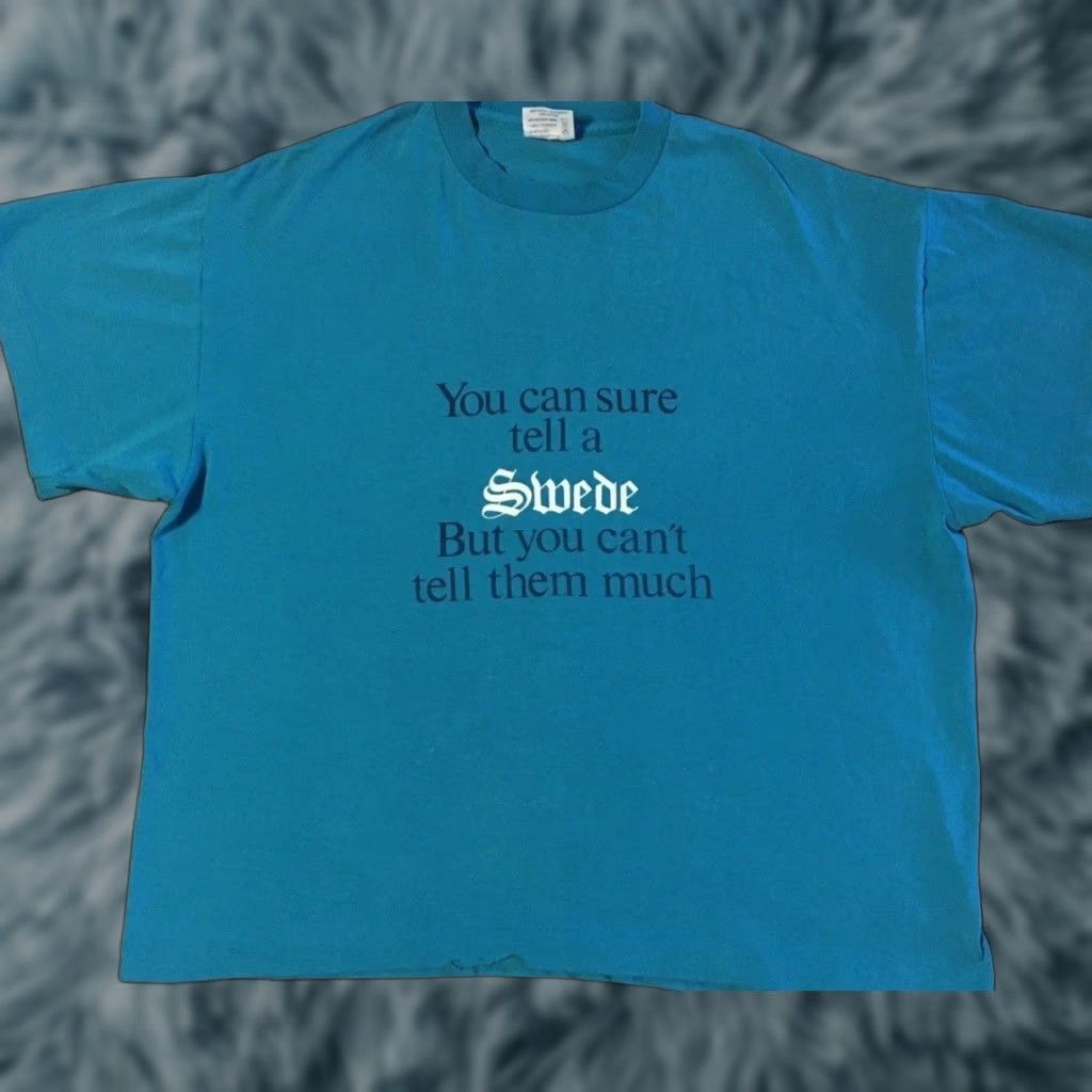 Vintage VINTAGE 90s You Cant Tell A Swede Much Faded Distressed Boxy Shirt XXL Blue T-Shirt Mens Funny Saying Grunge Swede Shirt Size US XXL / EU 58 / 5 - 1 Thumbnail